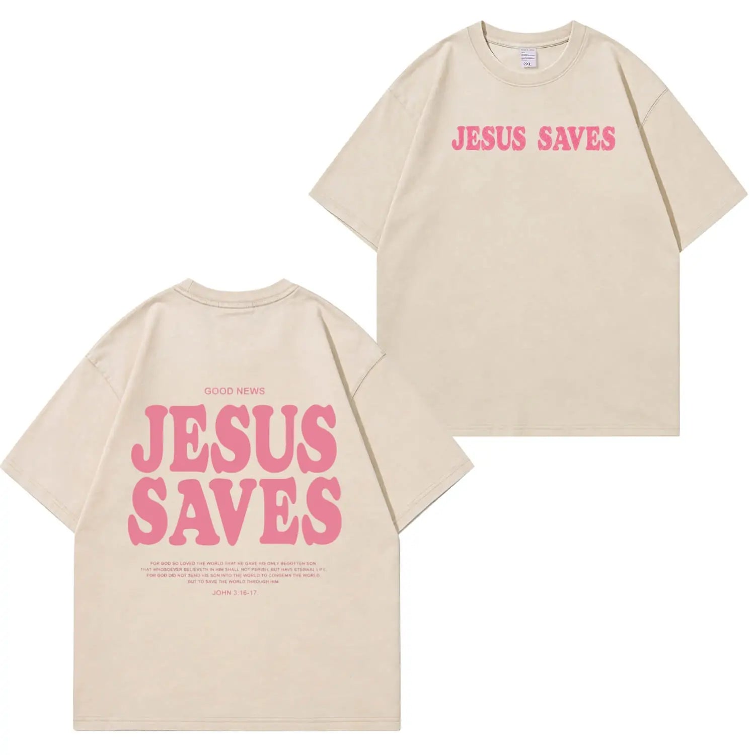 Unisex-T-Shirt mit „Jesus Saves“-Grafik und Waschung (PT481)