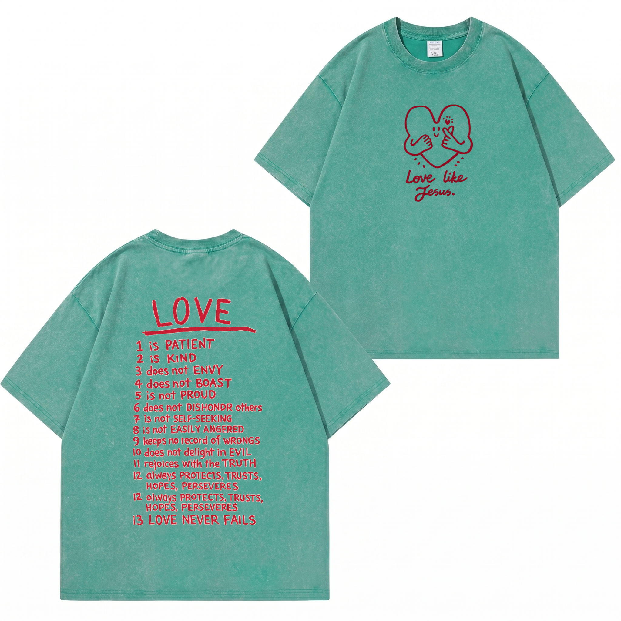 Unisex-T-Shirt im Used-Look „Love Like Jesus“ PT478