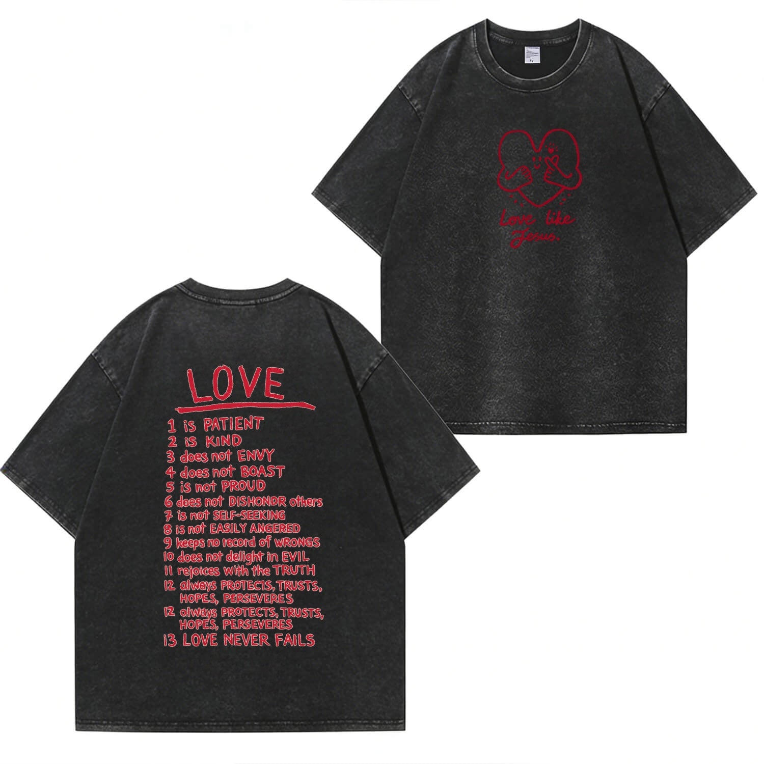 Unisex-T-Shirt im Used-Look „Love Like Jesus“ PT478