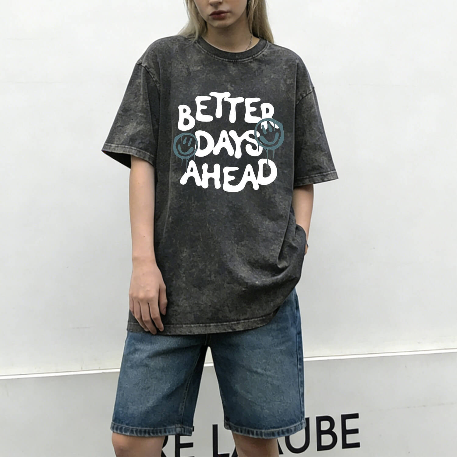„Better Days Ahead“-T-Shirt im Washed-Look PT094
