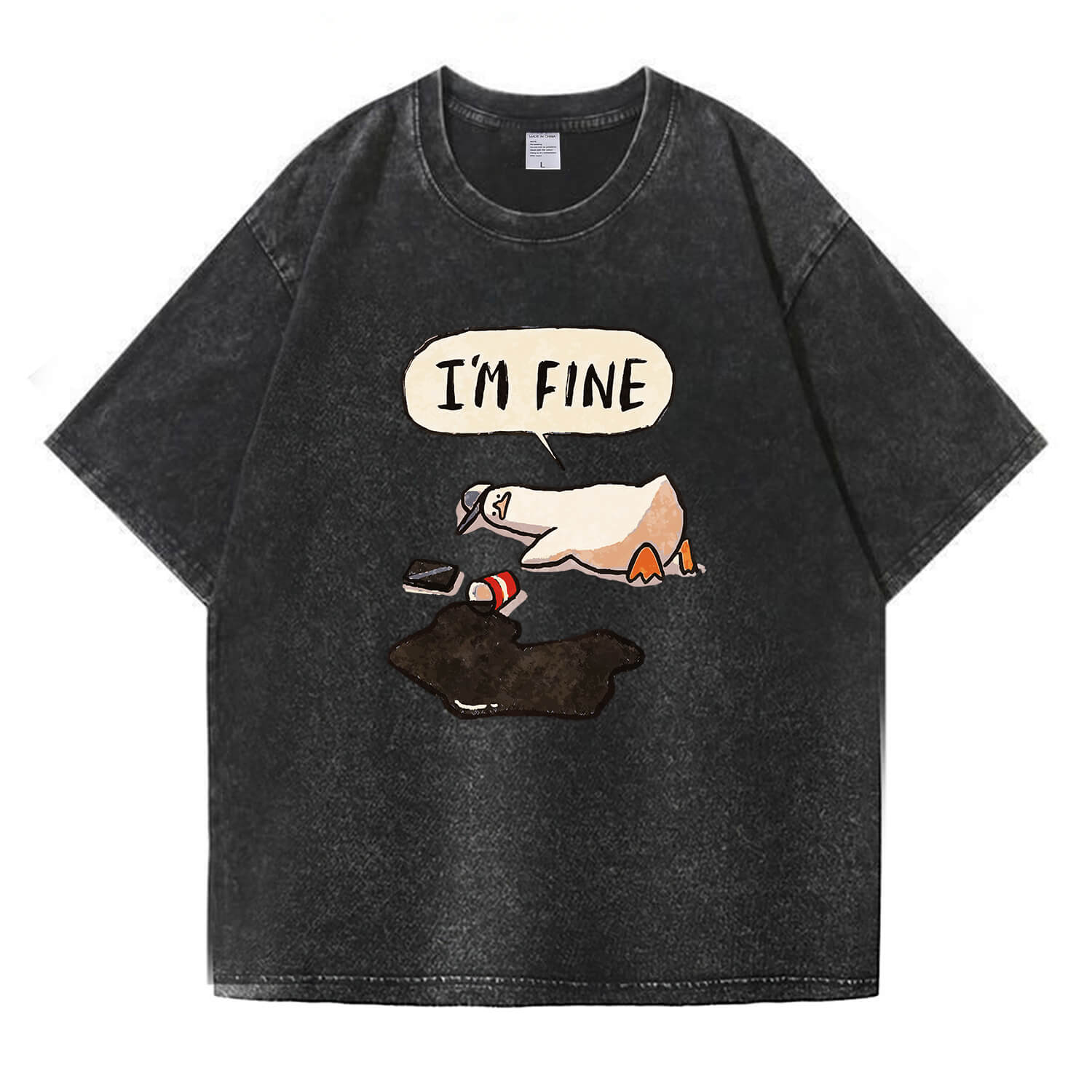 „I'm Fine“-T-Shirt im Used-Look PT159
