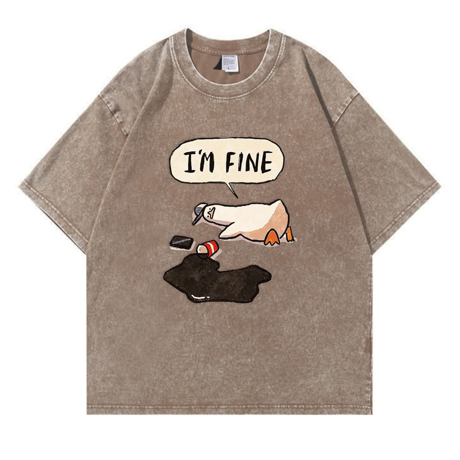 „I'm Fine“-T-Shirt im Used-Look PT159