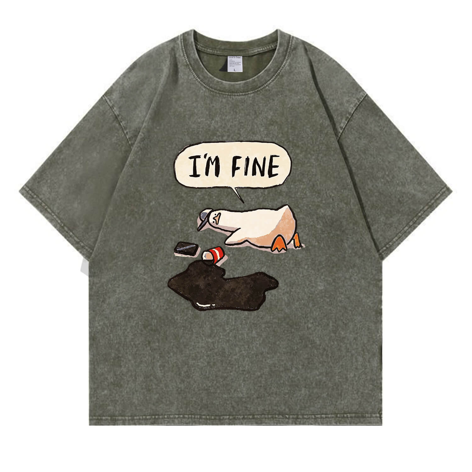 „I'm Fine“-T-Shirt im Used-Look PT159
