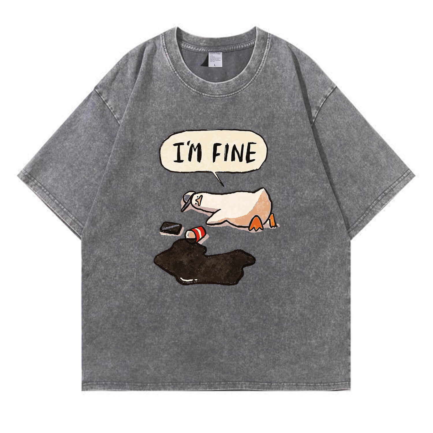 „I'm Fine“-T-Shirt im Used-Look PT159