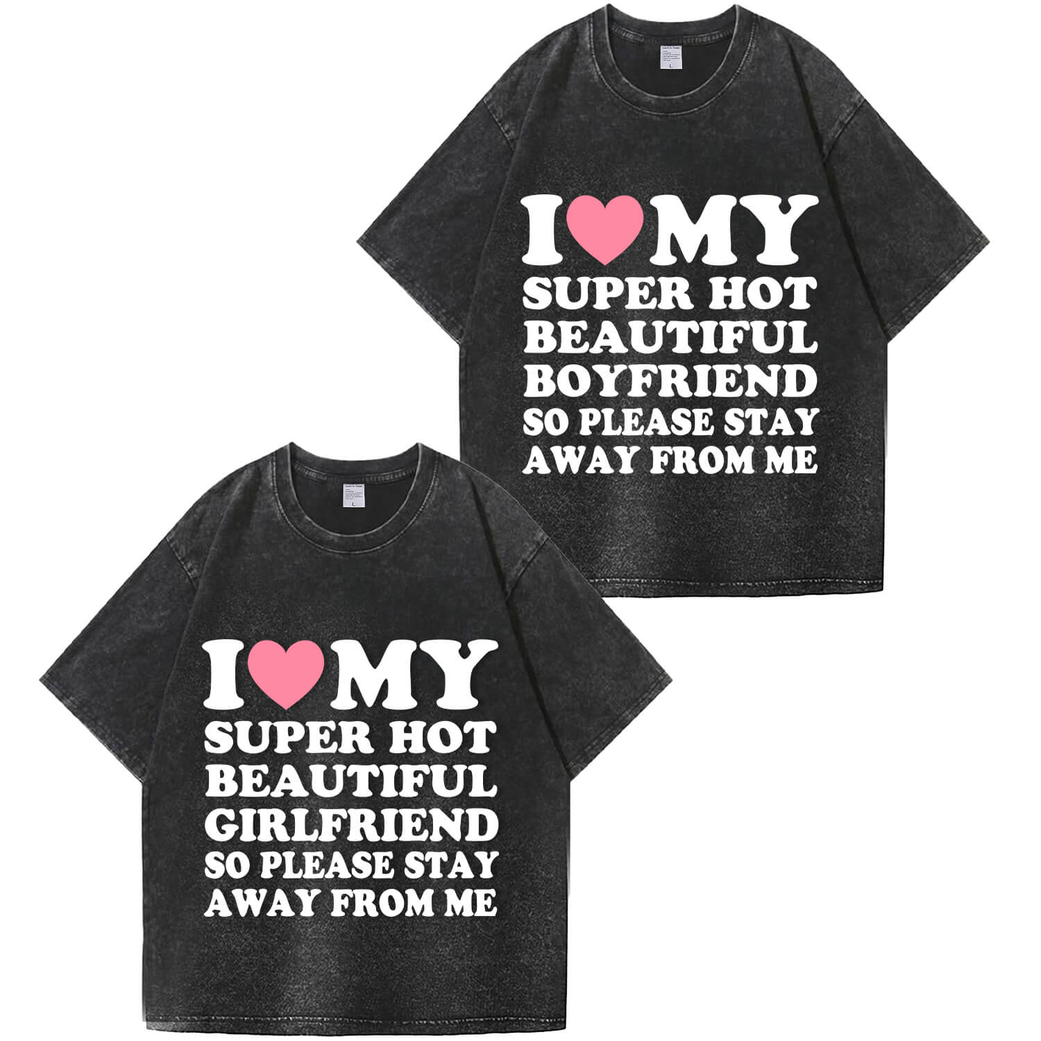 Mein super heißes „BF/GF“-T-Shirt im Y2K-Stil für den Valentinstag (Waschung: Used-Look) PT364