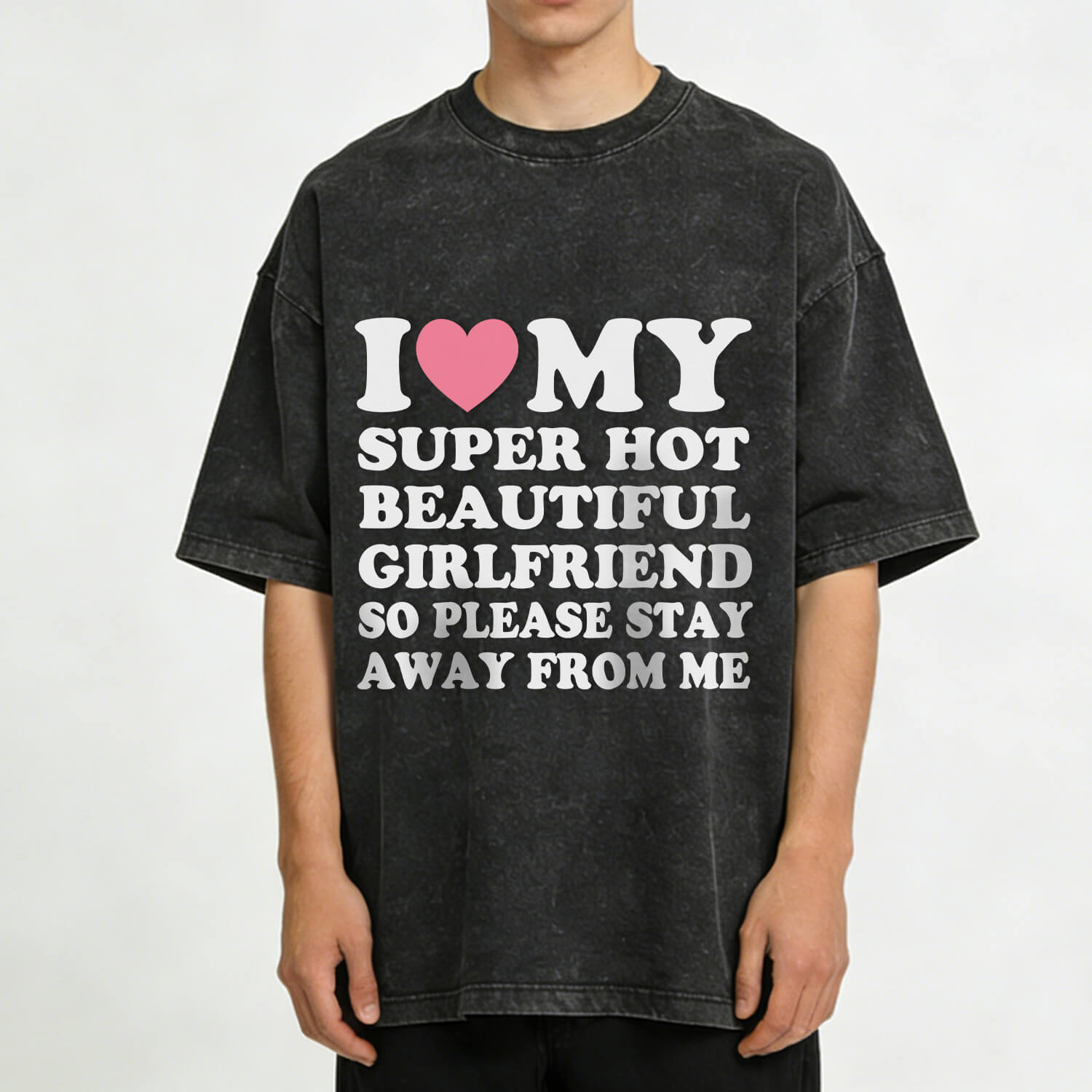 Mein super heißes „BF/GF“-T-Shirt im Y2K-Stil für den Valentinstag (Waschung: Used-Look) PT364