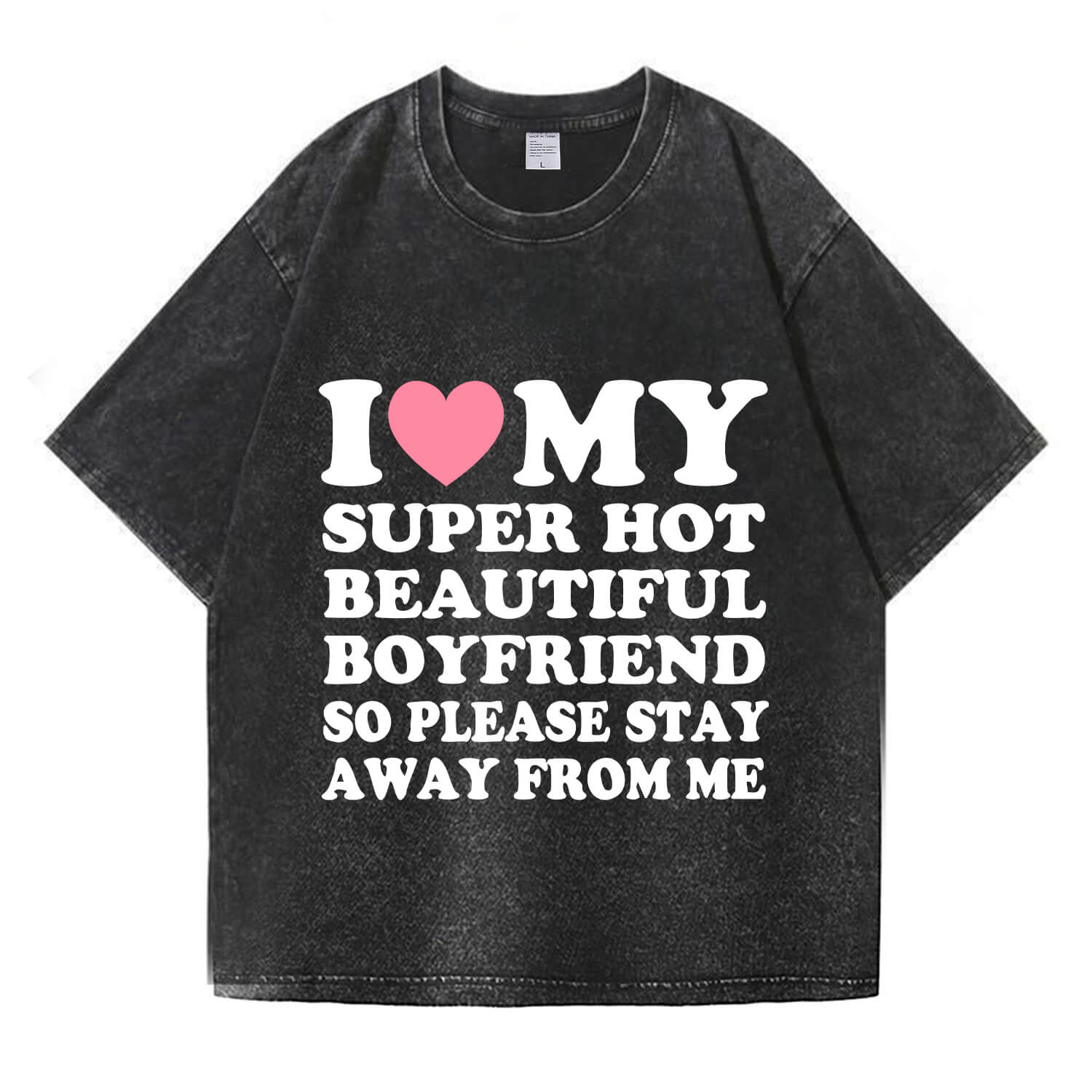 Mein super heißes „BF/GF“-T-Shirt im Y2K-Stil für den Valentinstag (Waschung: Used-Look) PT364