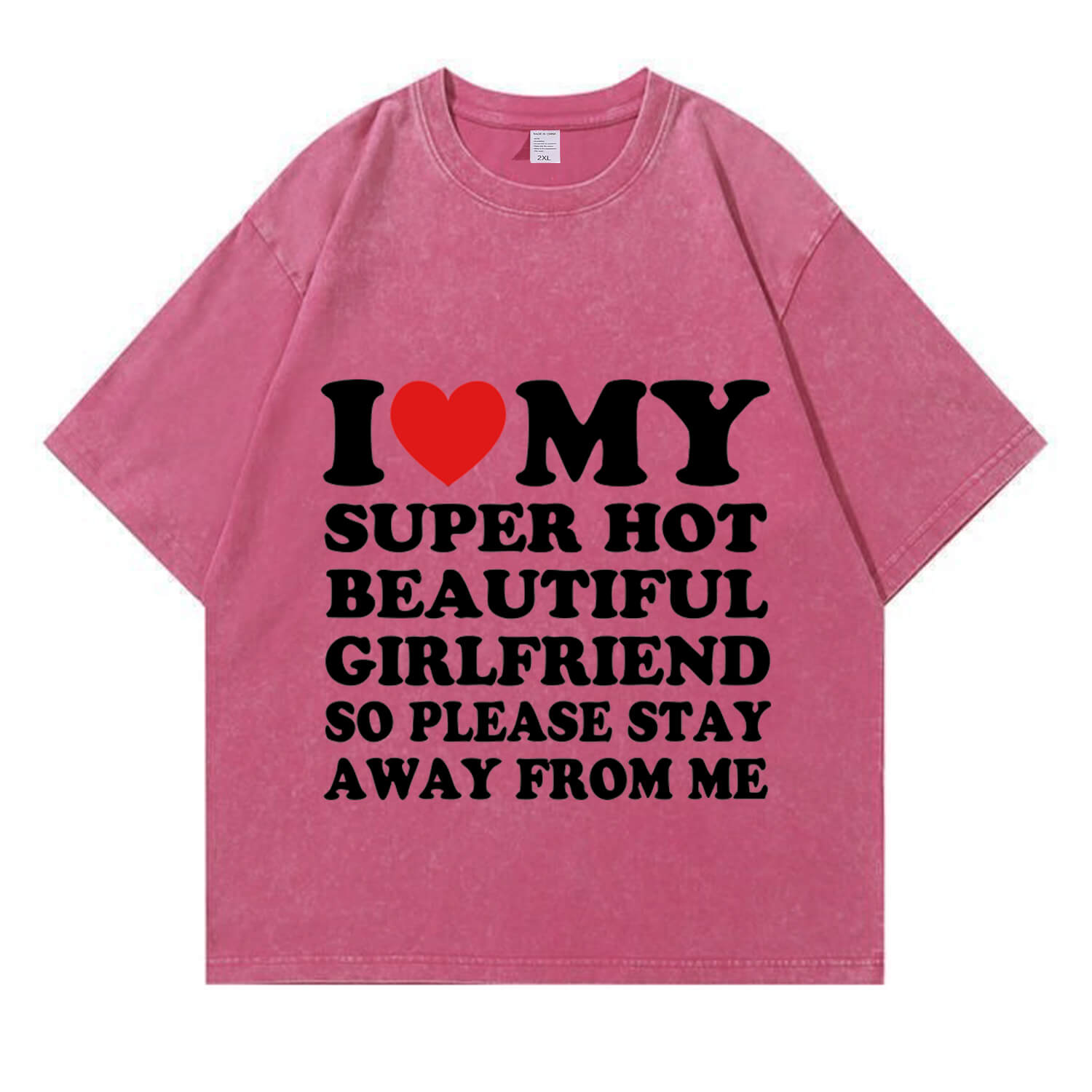 Mein super heißes „BF/GF“-T-Shirt im Y2K-Stil für den Valentinstag (Waschung: Used-Look) PT364