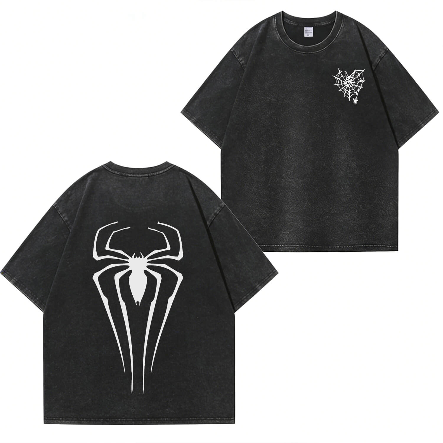 T-Shirt mit Spinnen-Grafik und Waschung PT366