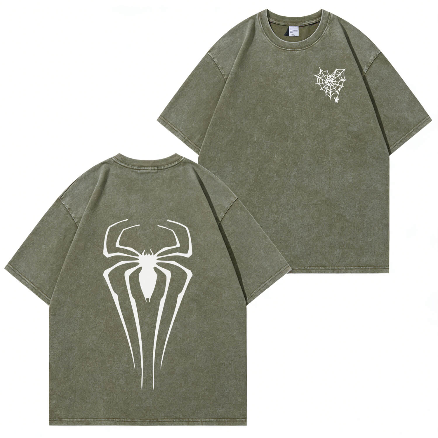 T-Shirt mit Spinnen-Grafik und Waschung PT366