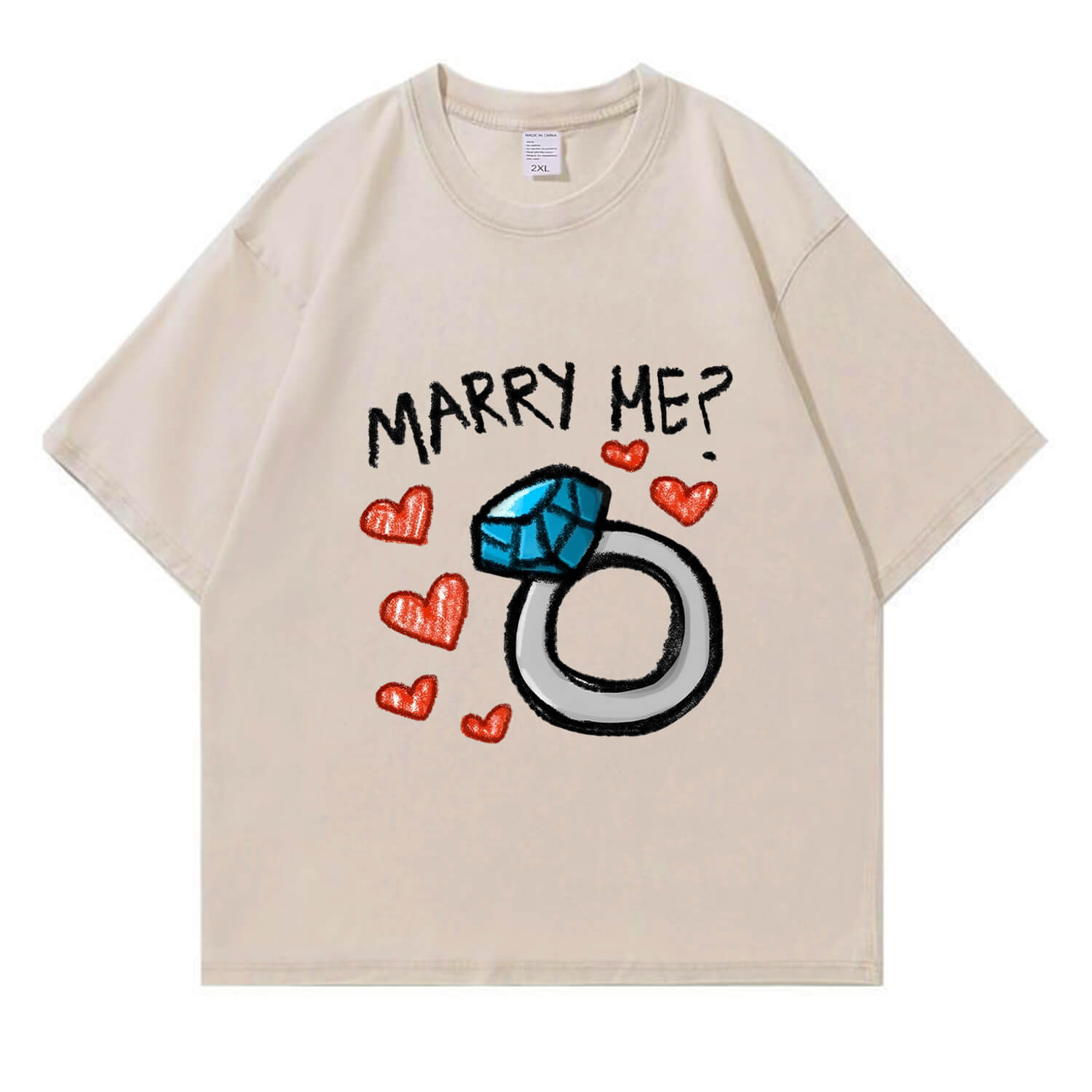 „Marry Me“-T-Shirt im Washed-Look PT374