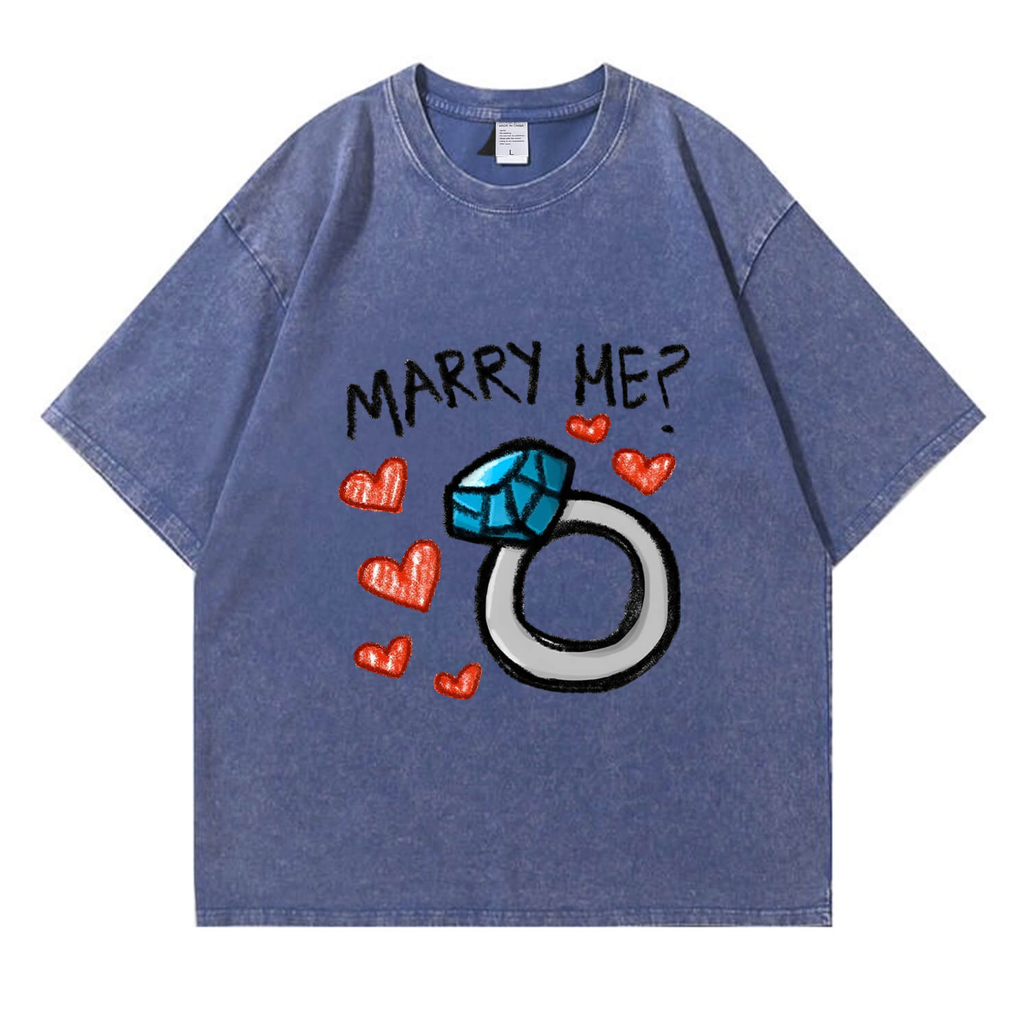 „Marry Me“-T-Shirt im Washed-Look PT374