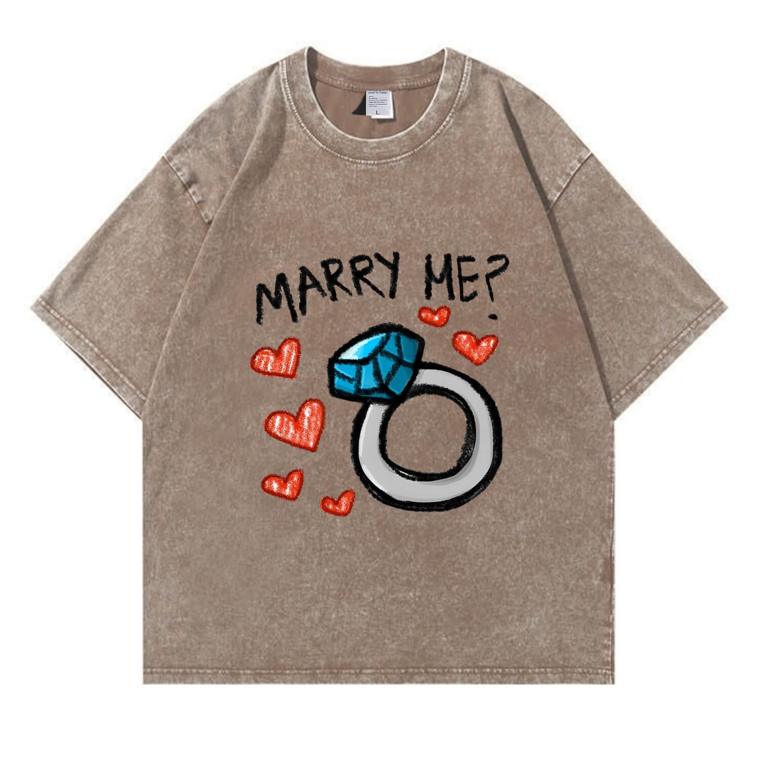„Marry Me“-T-Shirt im Washed-Look PT374