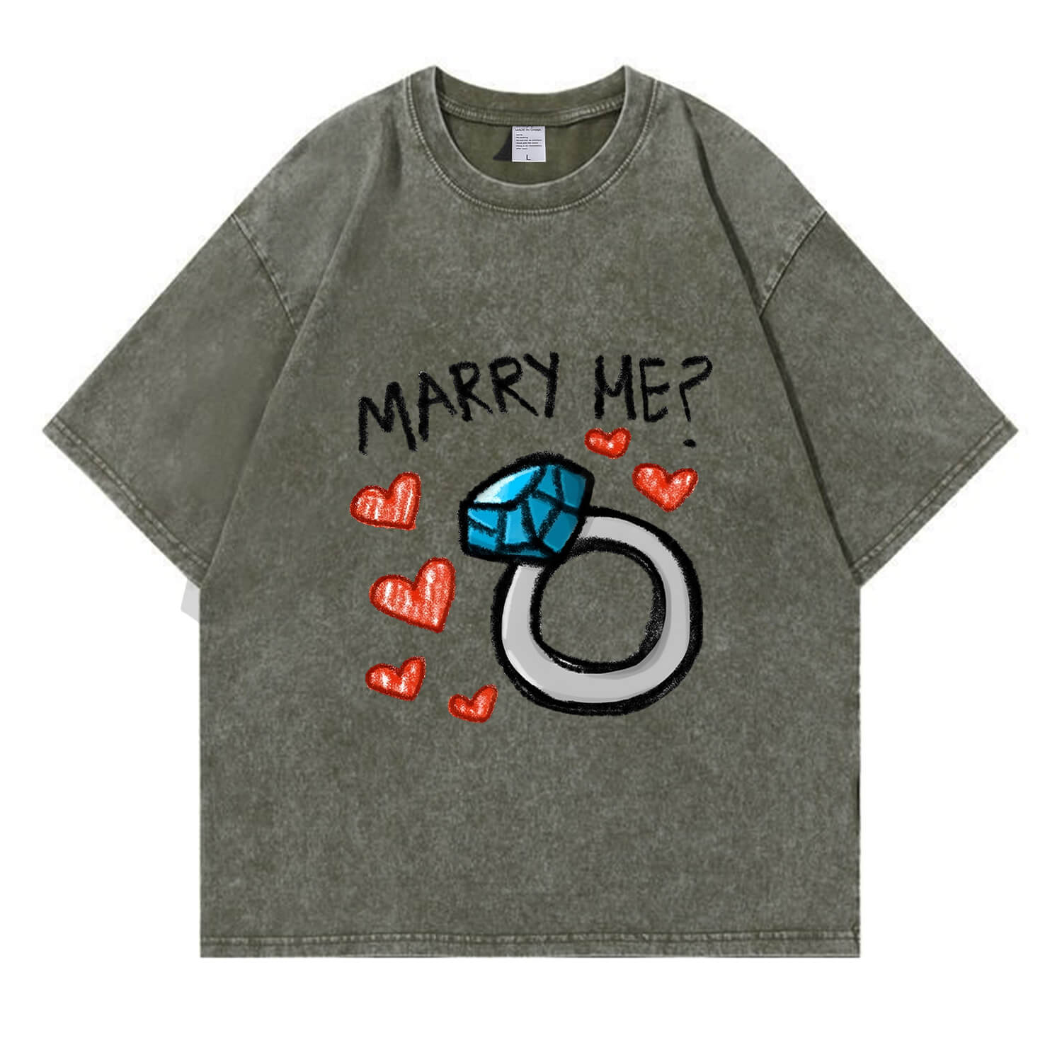 „Marry Me“-T-Shirt im Washed-Look PT374
