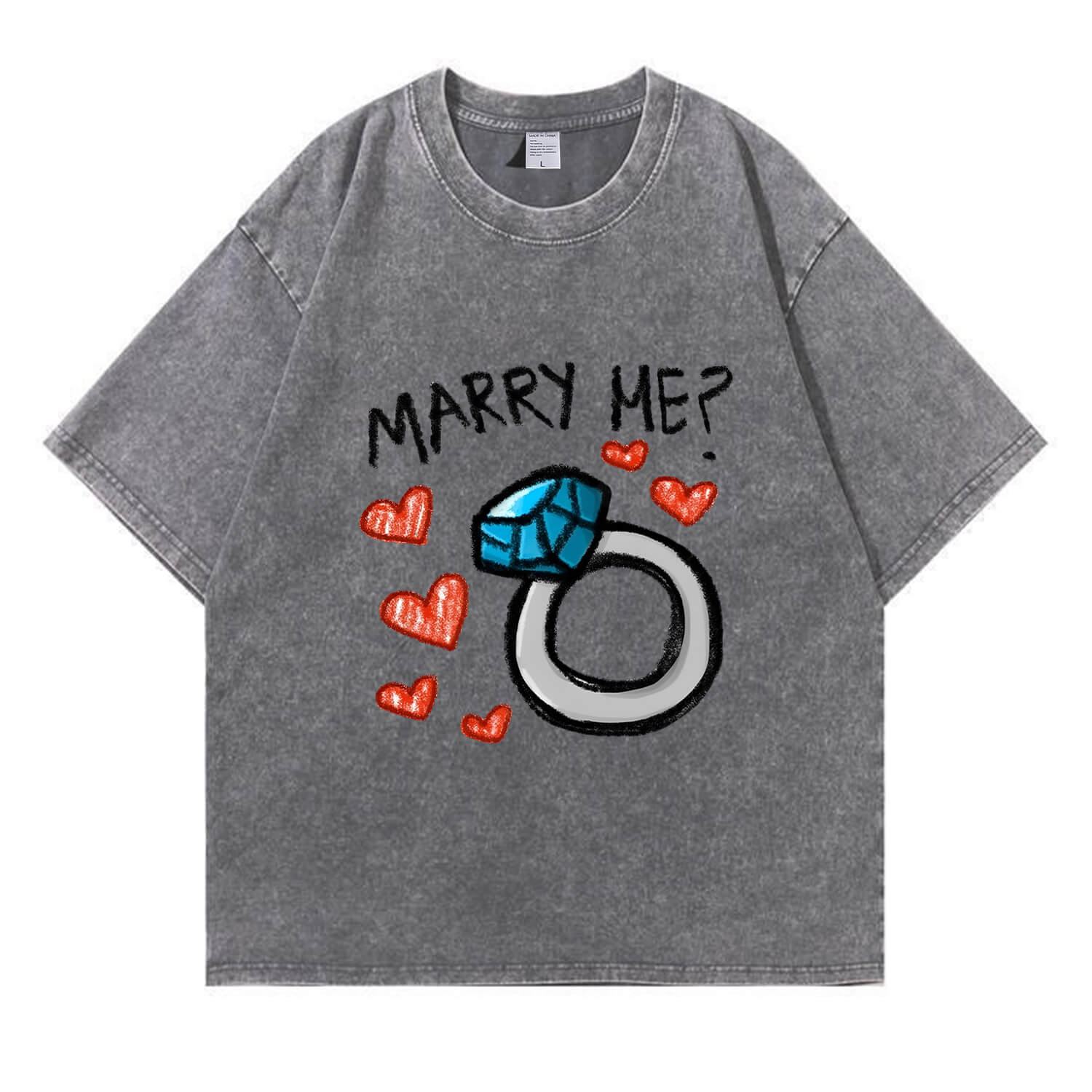 „Marry Me“-T-Shirt im Washed-Look PT374