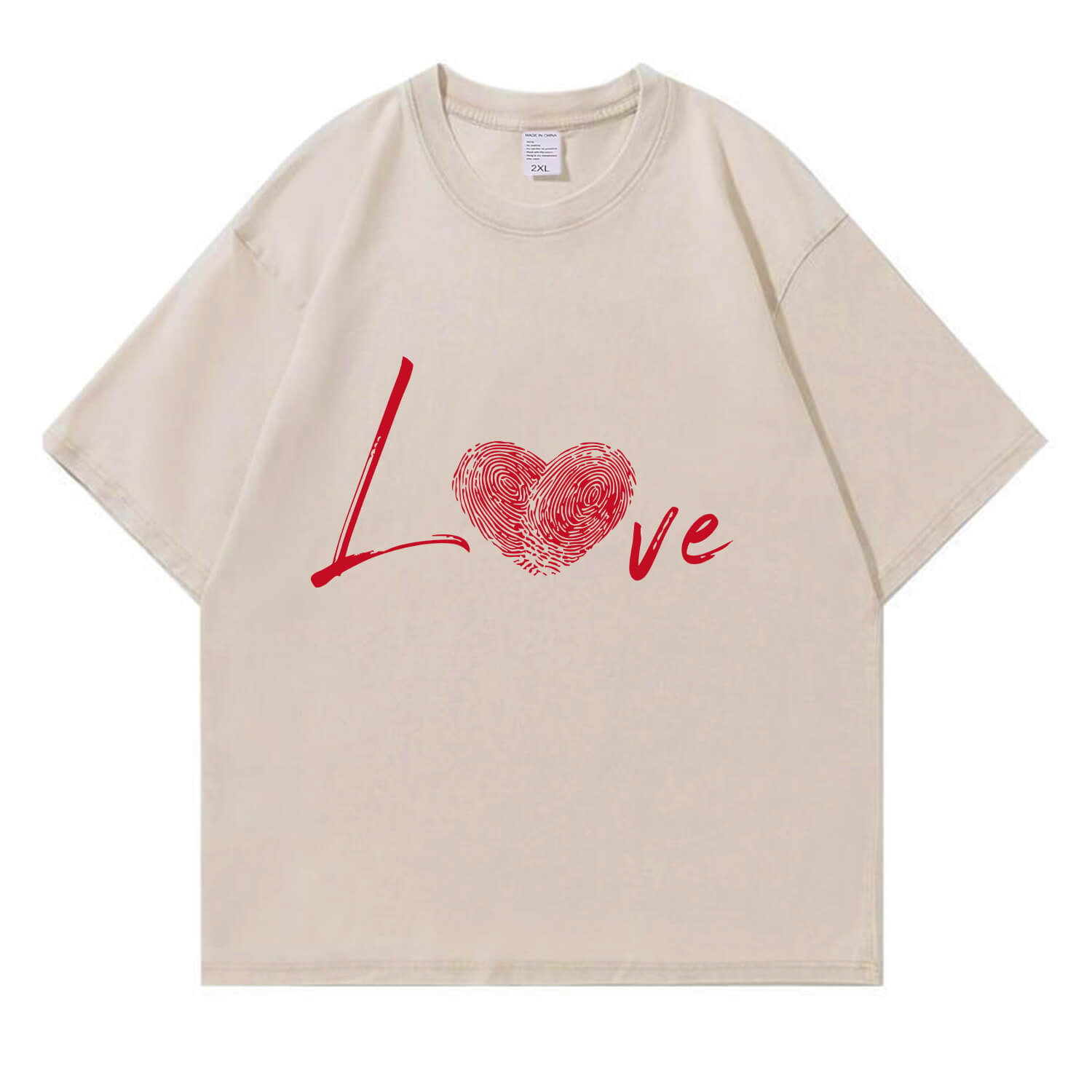 Fingerabdruck-Herz-T-Shirt im Used-Look PT376