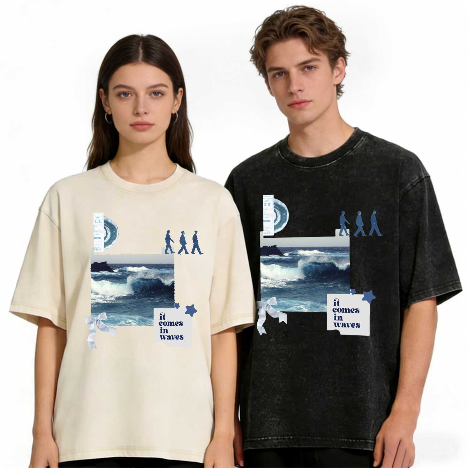Wave to Earth „It Comes In Waves“-T-Shirt im Washed-Look PT390