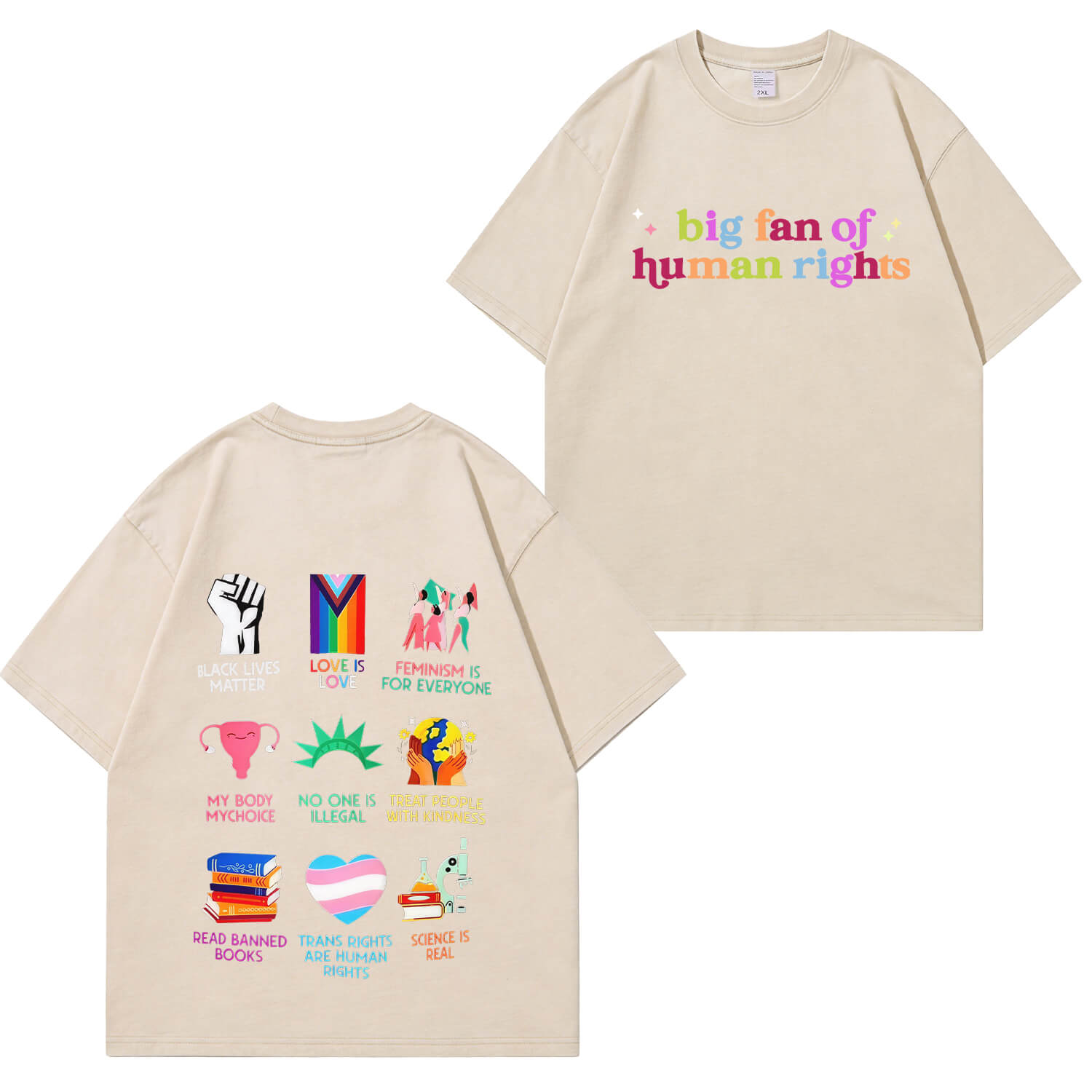 „Big Fan of Human Rights“-T-Shirt im Used-Look PT396