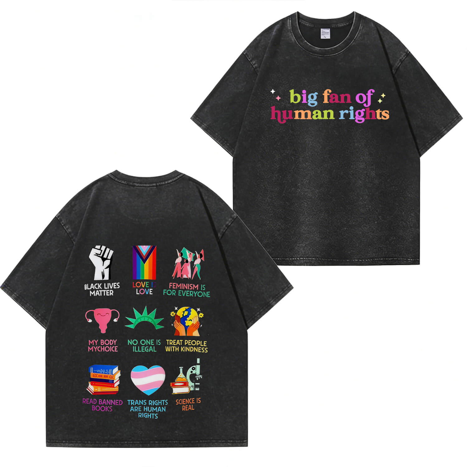 „Big Fan of Human Rights“-T-Shirt im Used-Look PT396