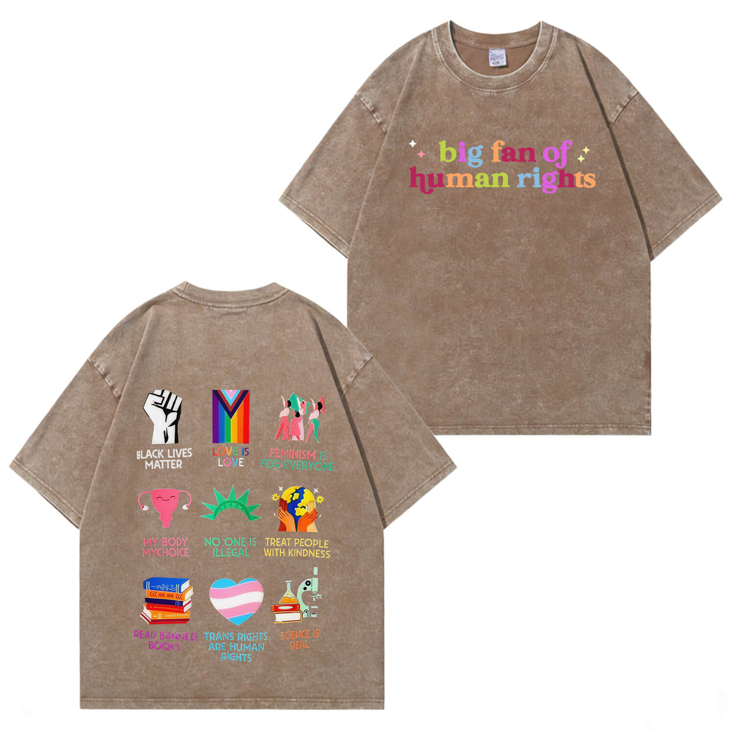 „Big Fan of Human Rights“-T-Shirt im Used-Look PT396