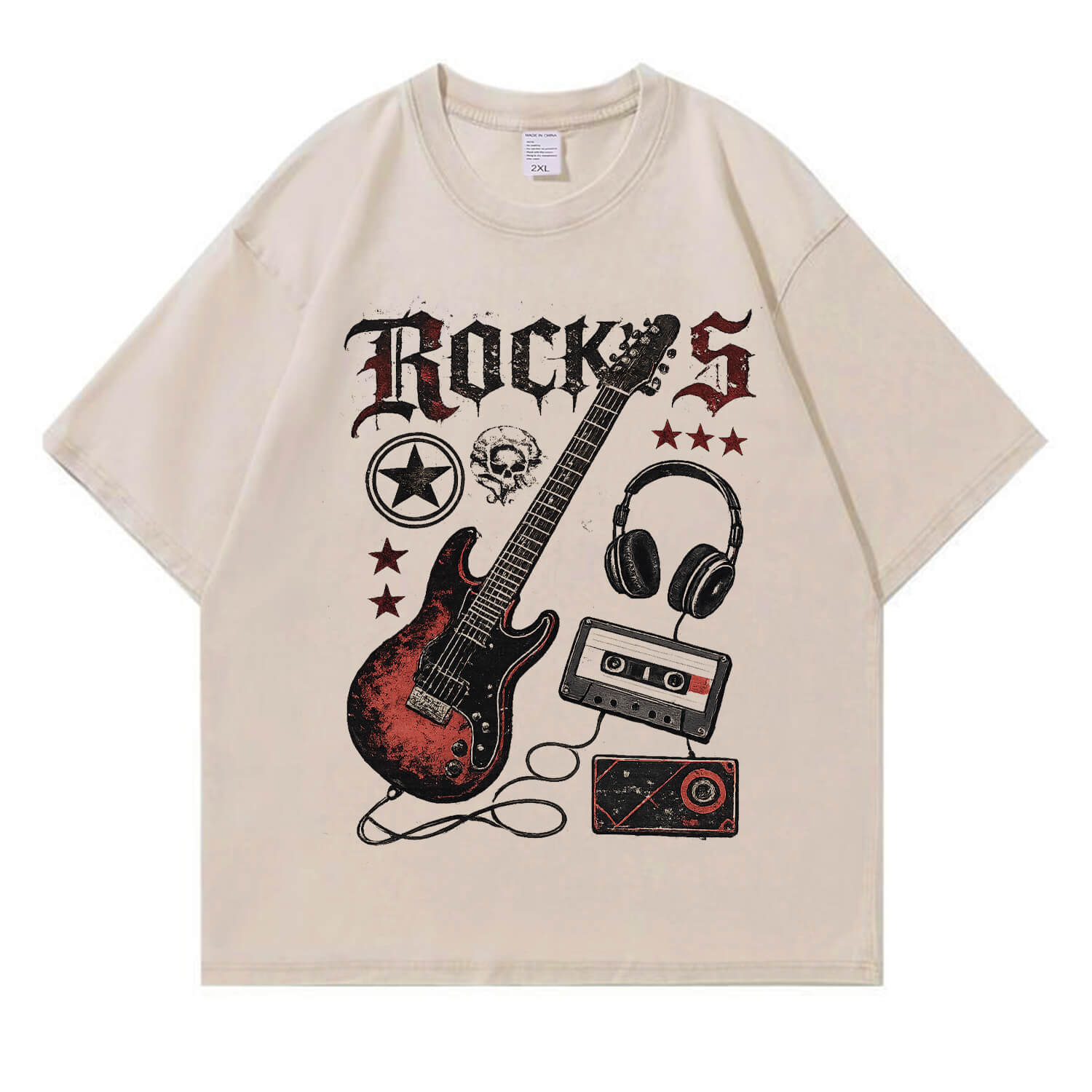 Retro-Rock-E-Gitarren-T-Shirt im Used-Look PT405