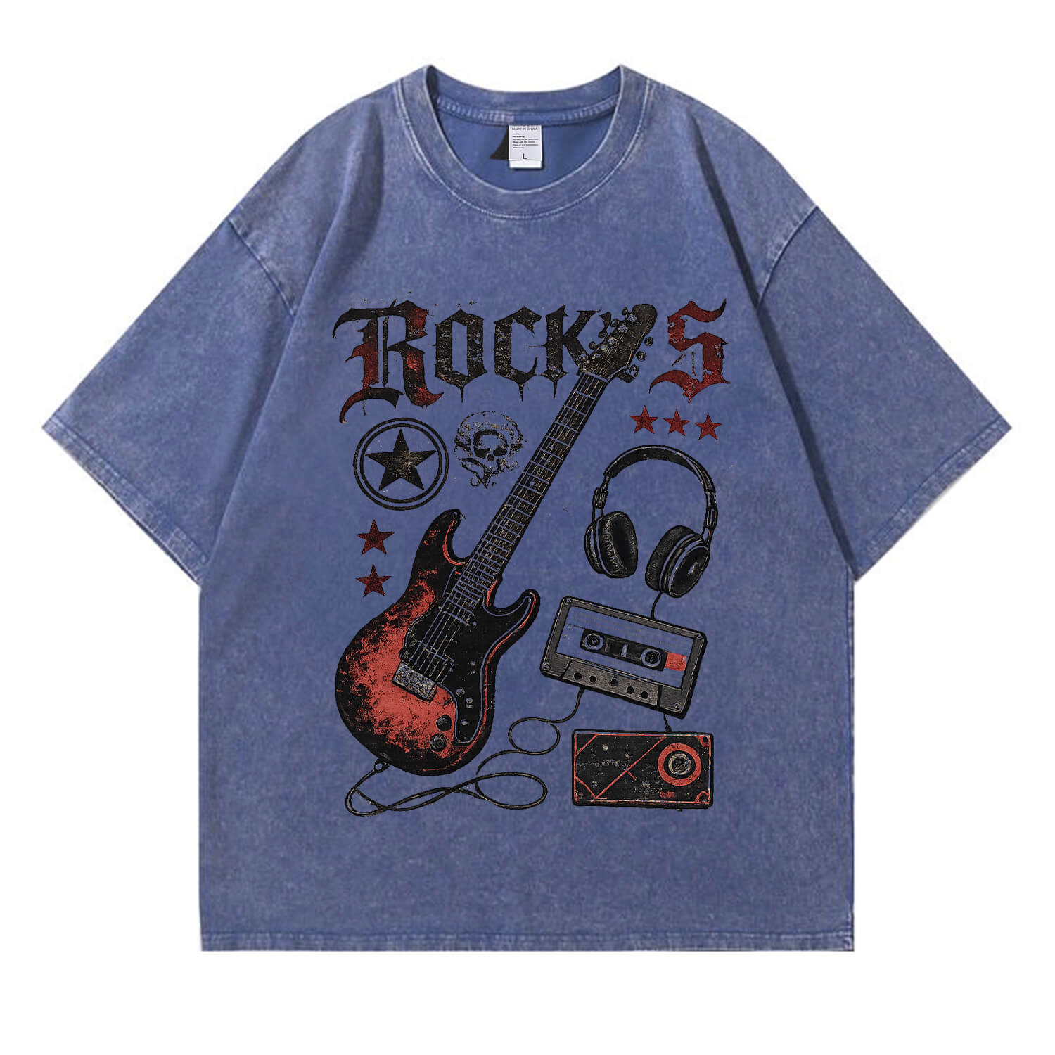 Retro-Rock-E-Gitarren-T-Shirt im Used-Look PT405