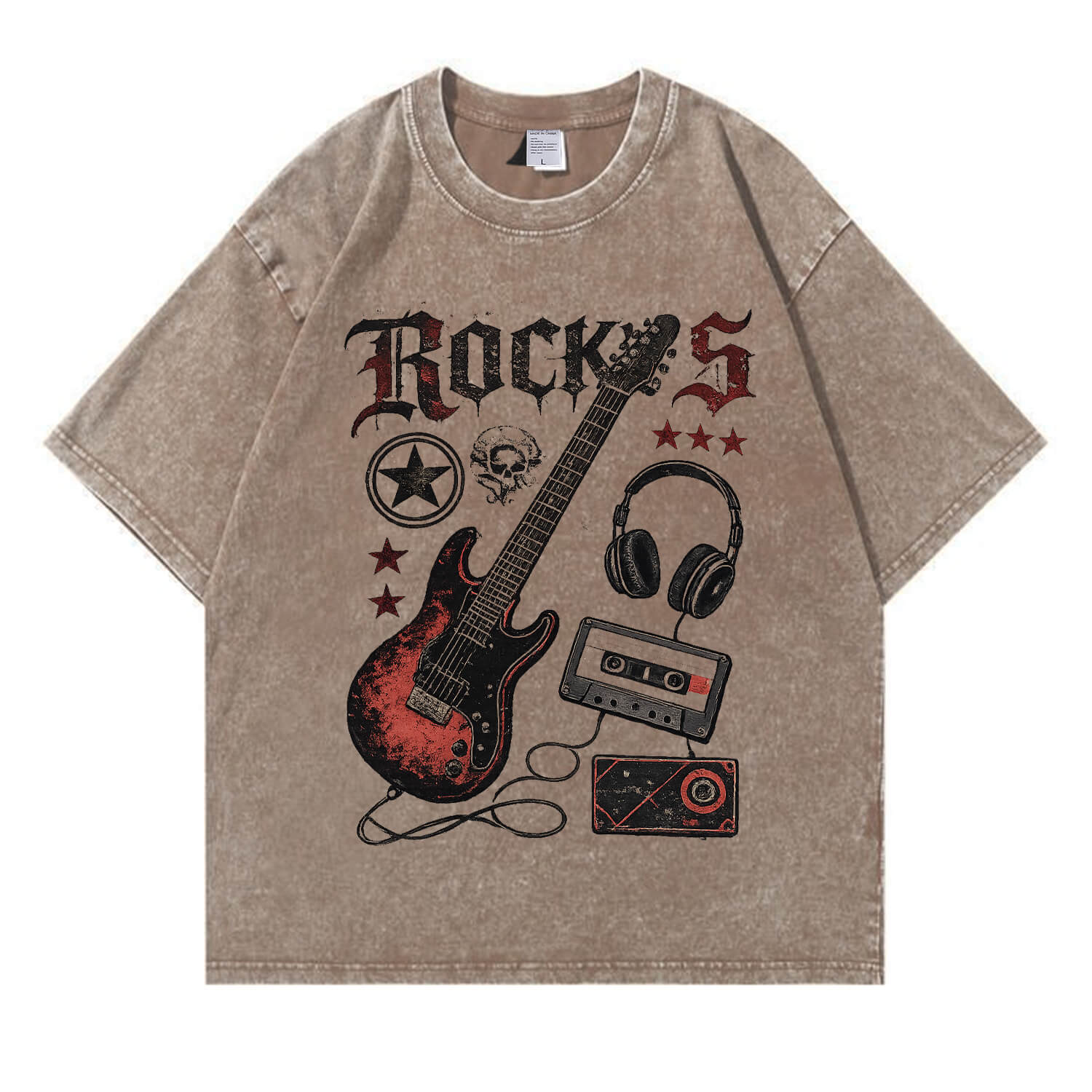 Retro-Rock-E-Gitarren-T-Shirt im Used-Look PT405