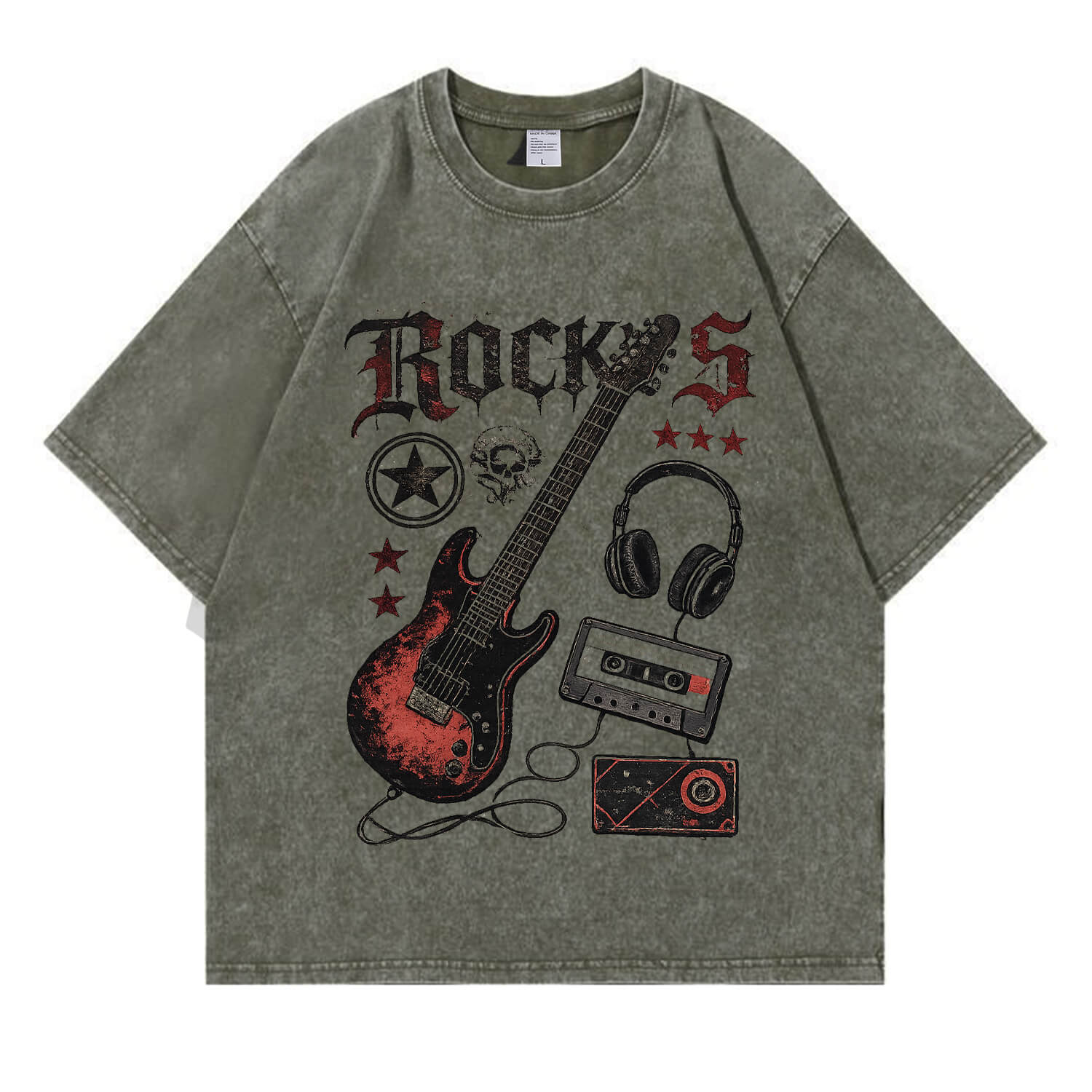 Retro-Rock-E-Gitarren-T-Shirt im Used-Look PT405