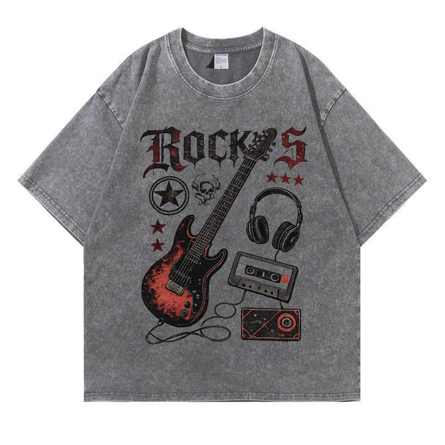 Retro-Rock-E-Gitarren-T-Shirt im Used-Look PT405