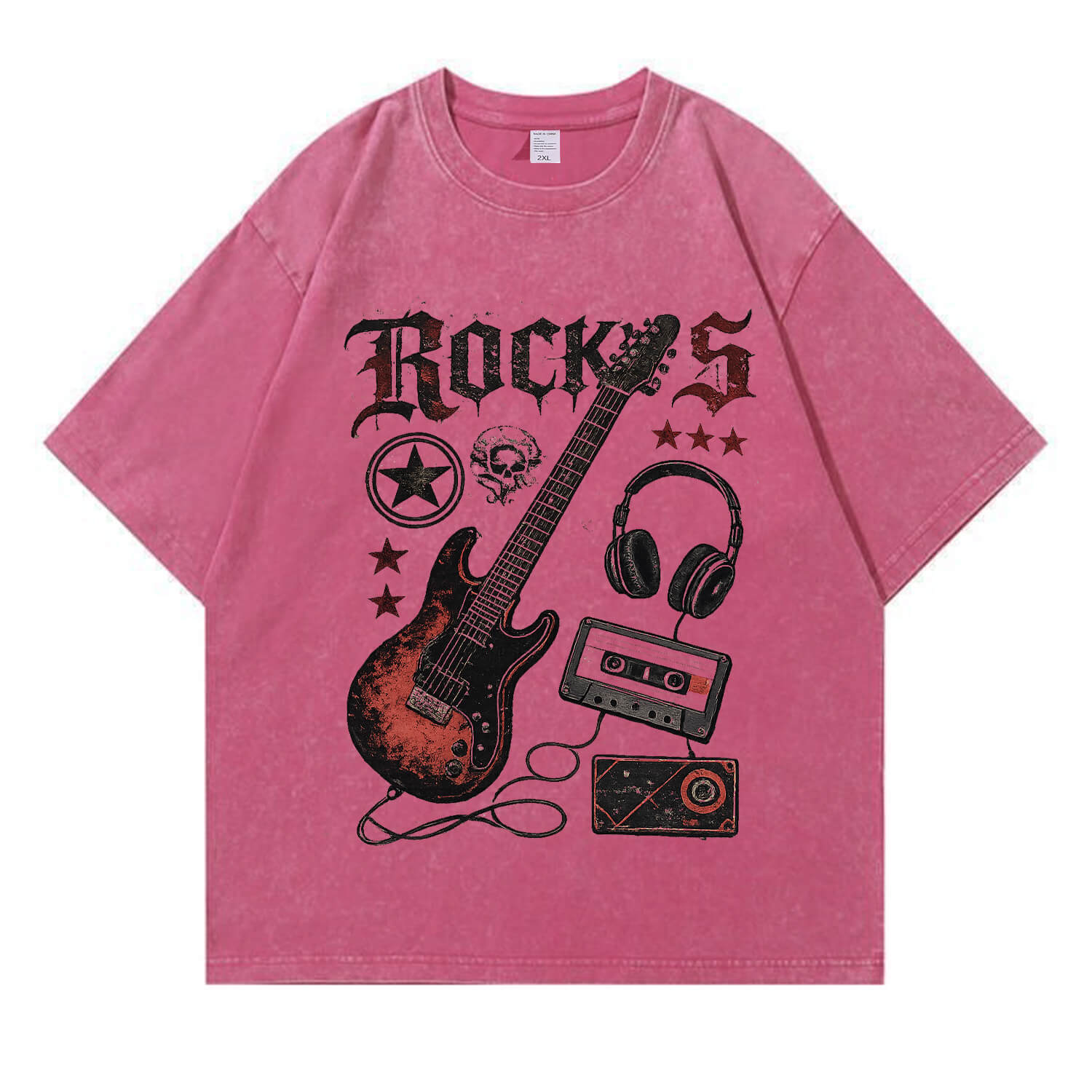 Retro-Rock-E-Gitarren-T-Shirt im Used-Look PT405