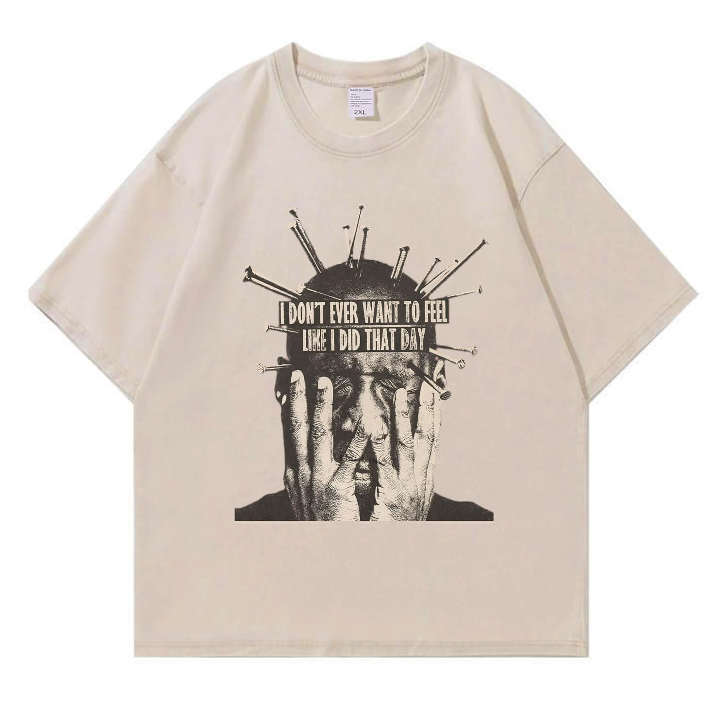 I Don't Want To Feel Like I Did That Day“-T-Shirt im Washed-Look PT409