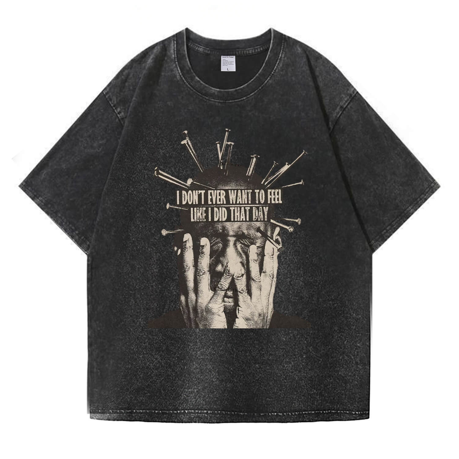 I Don't Want To Feel Like I Did That Day“-T-Shirt im Washed-Look PT409