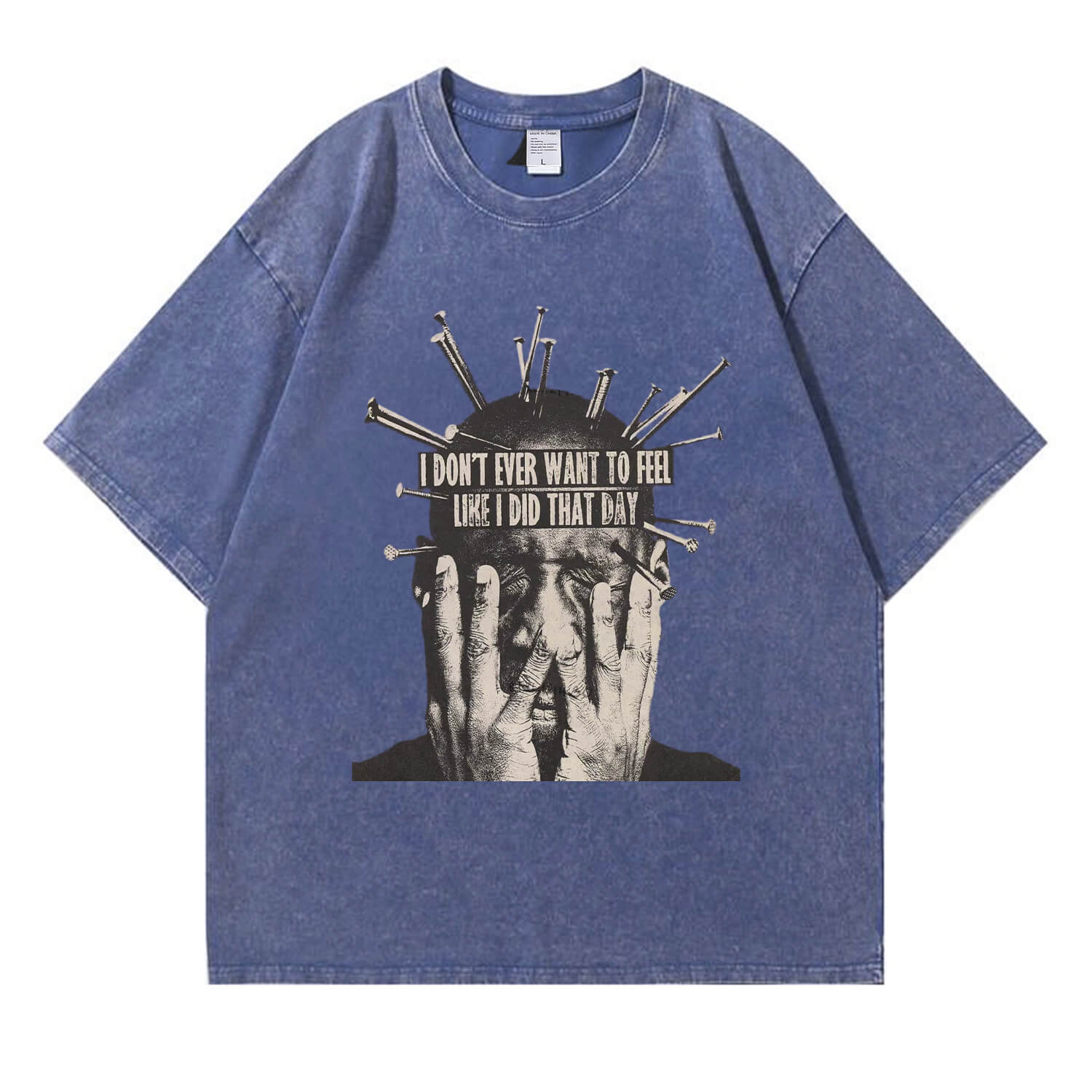 I Don't Want To Feel Like I Did That Day“-T-Shirt im Washed-Look PT409