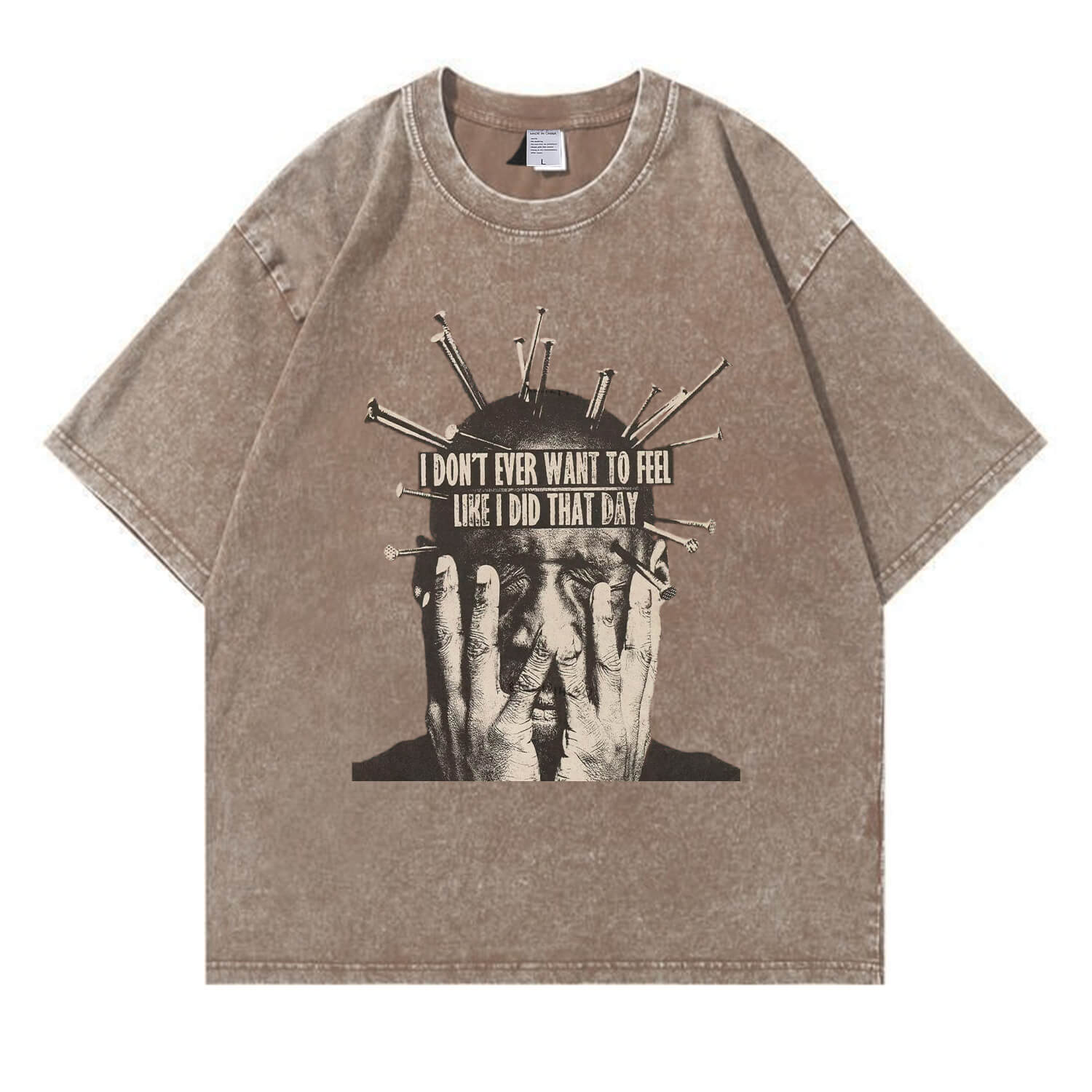 I Don't Want To Feel Like I Did That Day“-T-Shirt im Washed-Look PT409