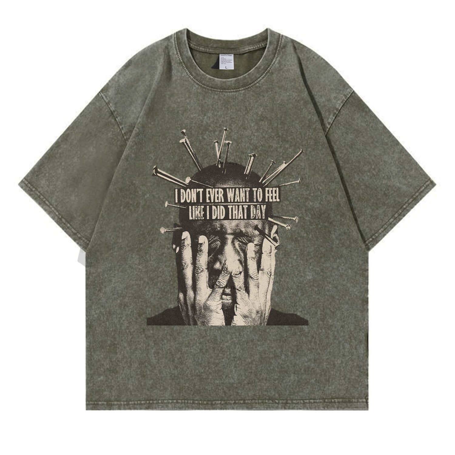 I Don't Want To Feel Like I Did That Day“-T-Shirt im Washed-Look PT409