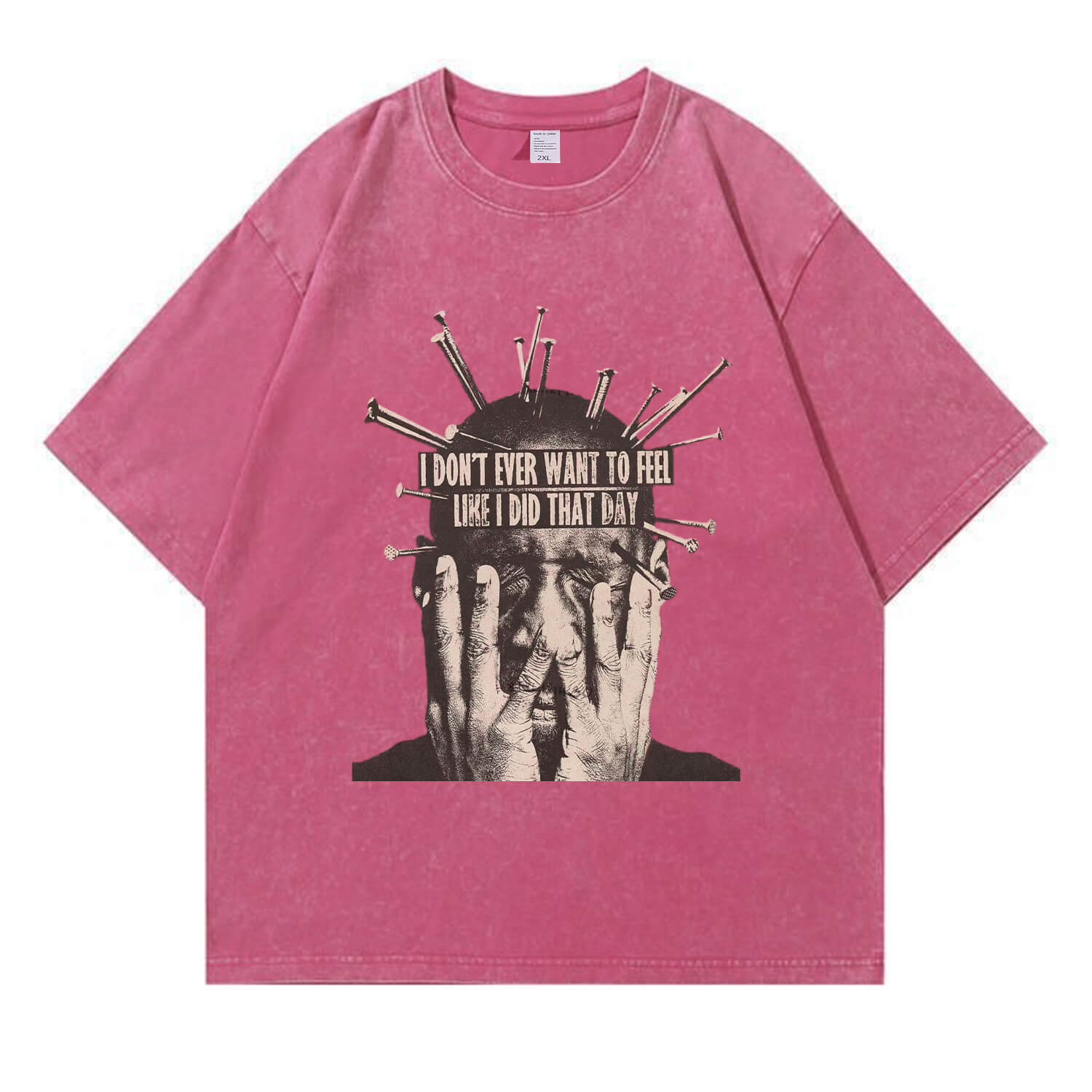 I Don't Want To Feel Like I Did That Day“-T-Shirt im Washed-Look PT409