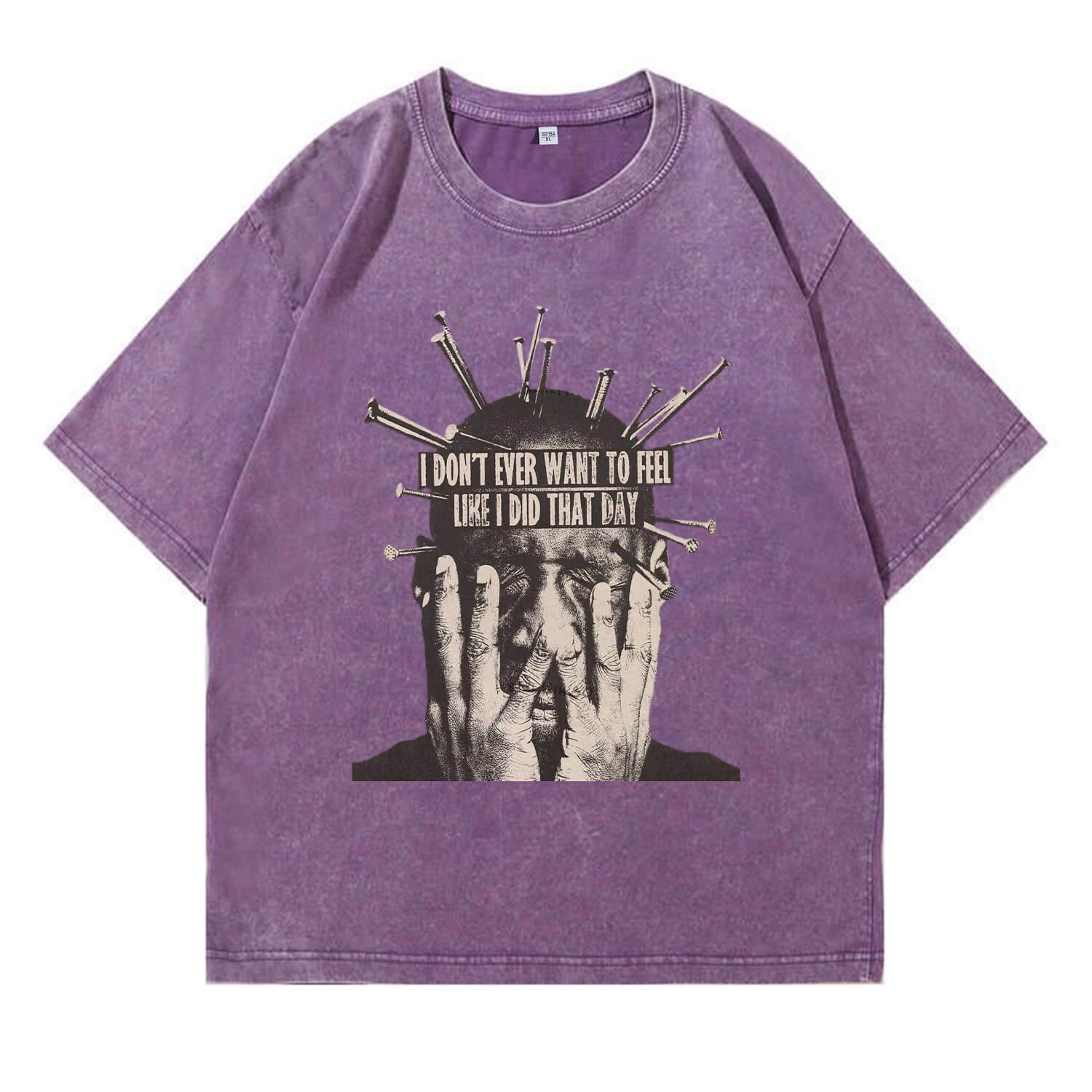 I Don't Want To Feel Like I Did That Day“-T-Shirt im Washed-Look PT409
