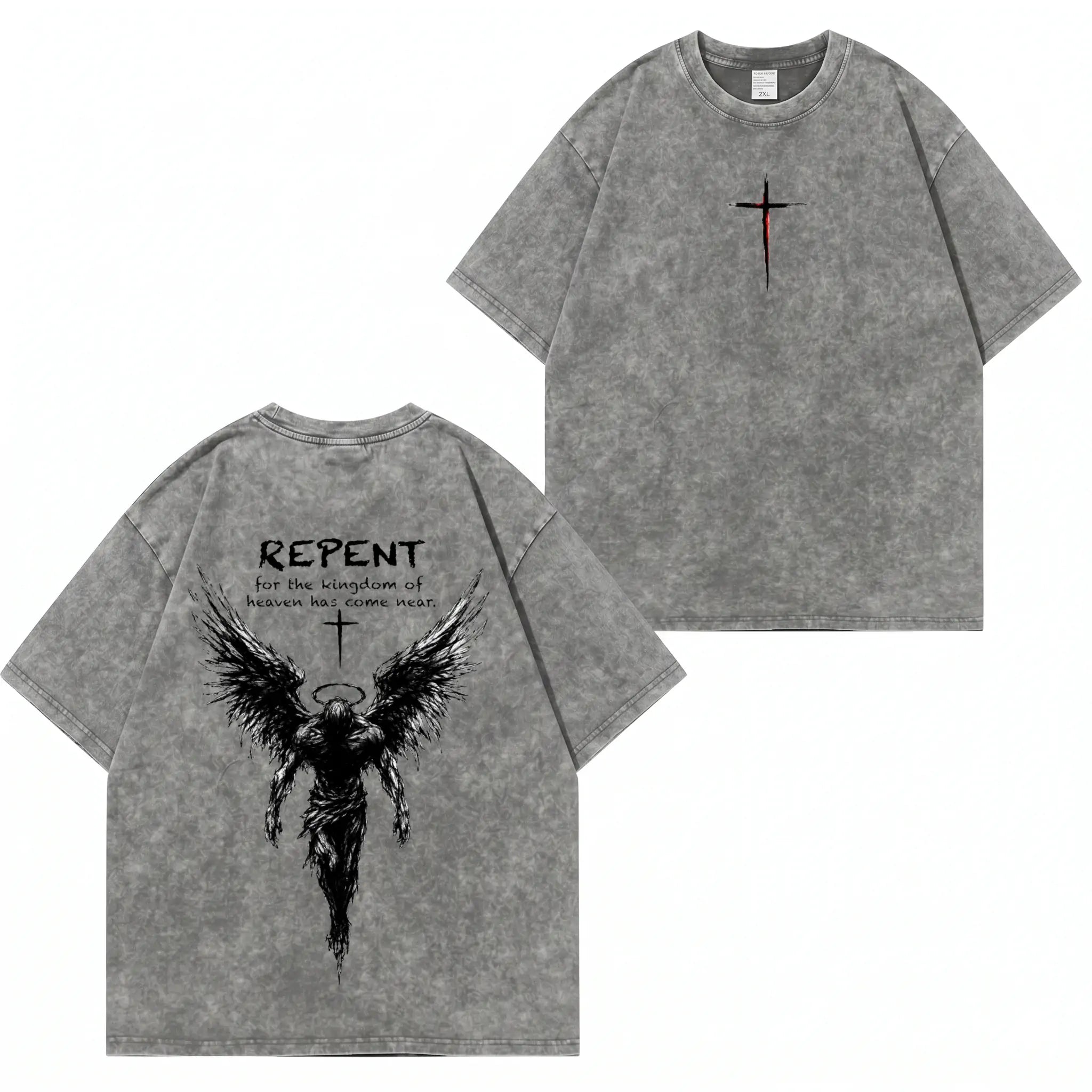 Repent Angel Wings Faith Washed“-T-Shirt PT482