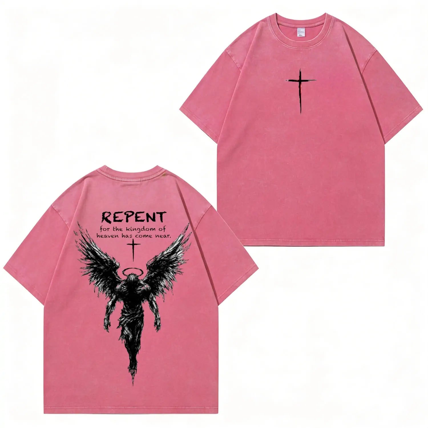 Repent Angel Wings Faith Washed“-T-Shirt PT482