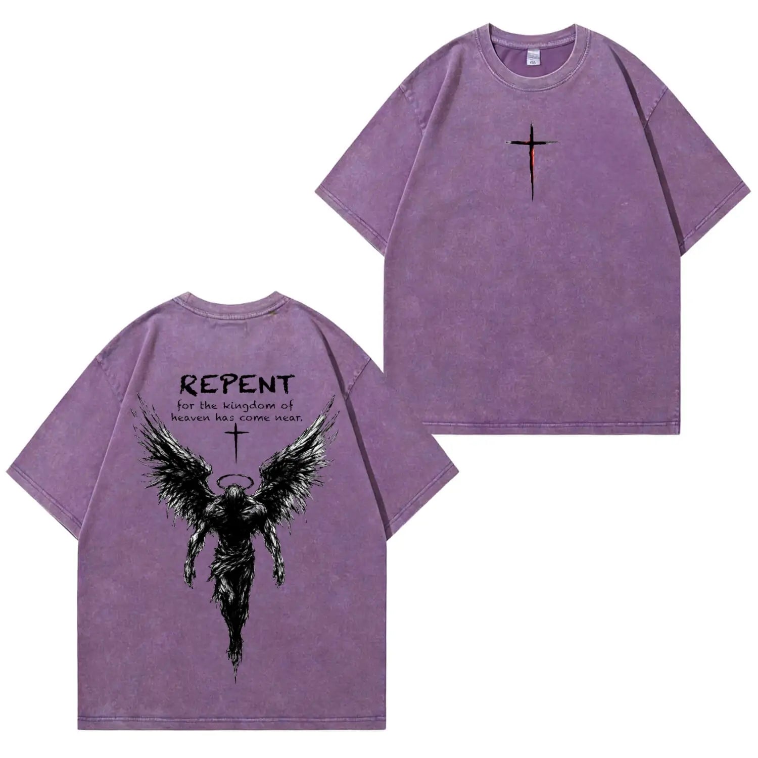 Repent Angel Wings Faith Washed“-T-Shirt PT482