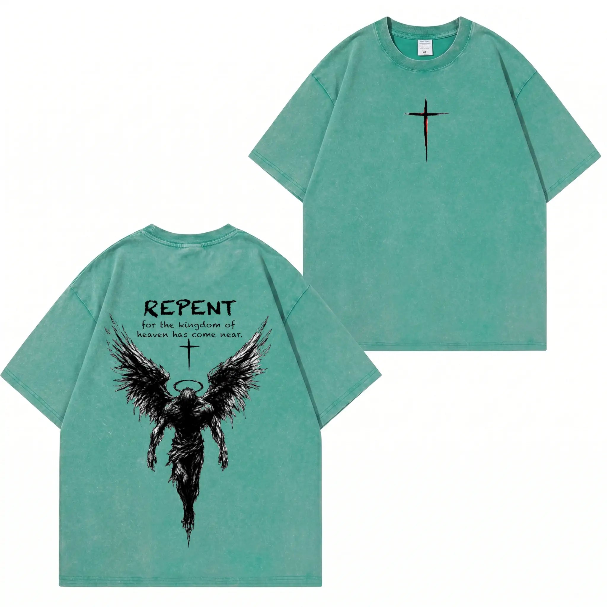 Repent Angel Wings Faith Washed“-T-Shirt PT482