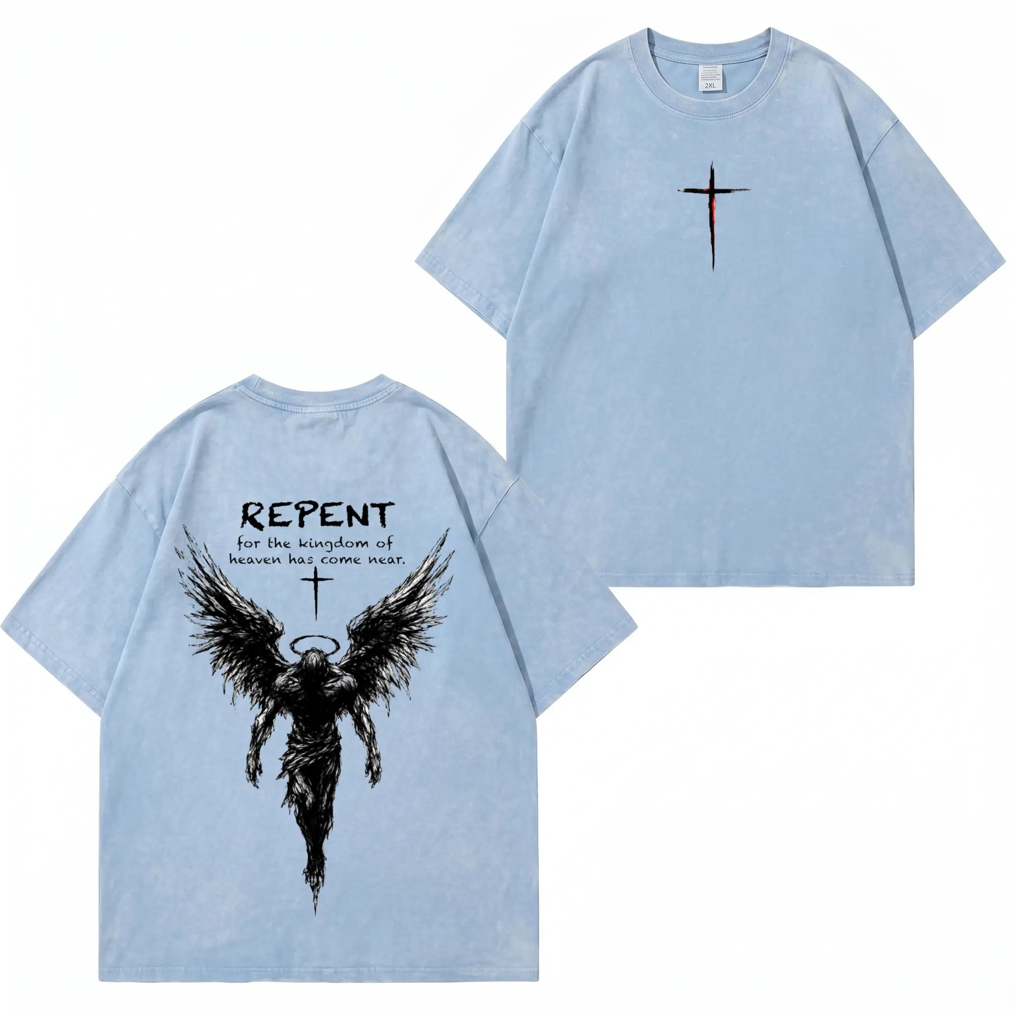 Repent Angel Wings Faith Washed“-T-Shirt PT482