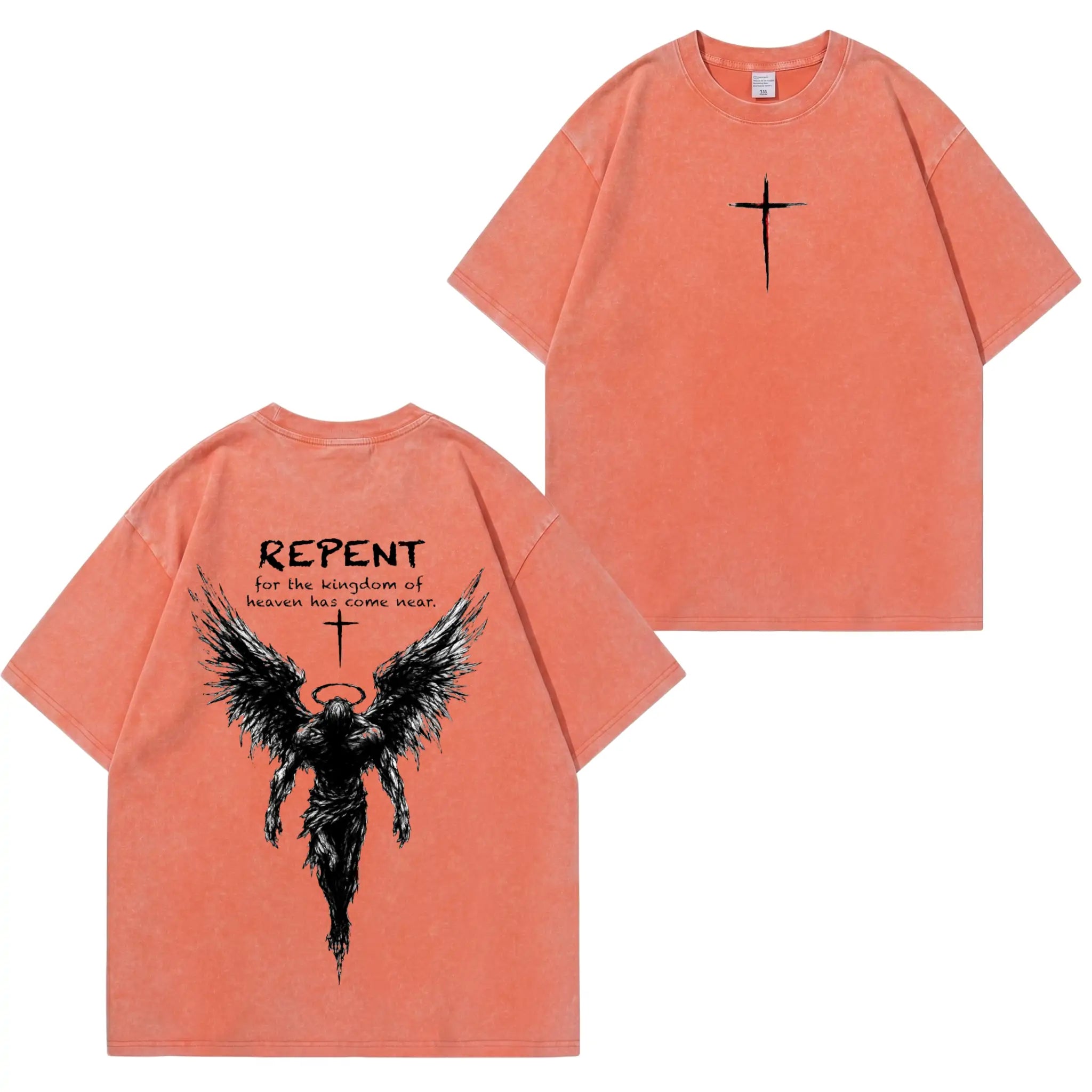 Repent Angel Wings Faith Washed“-T-Shirt PT482