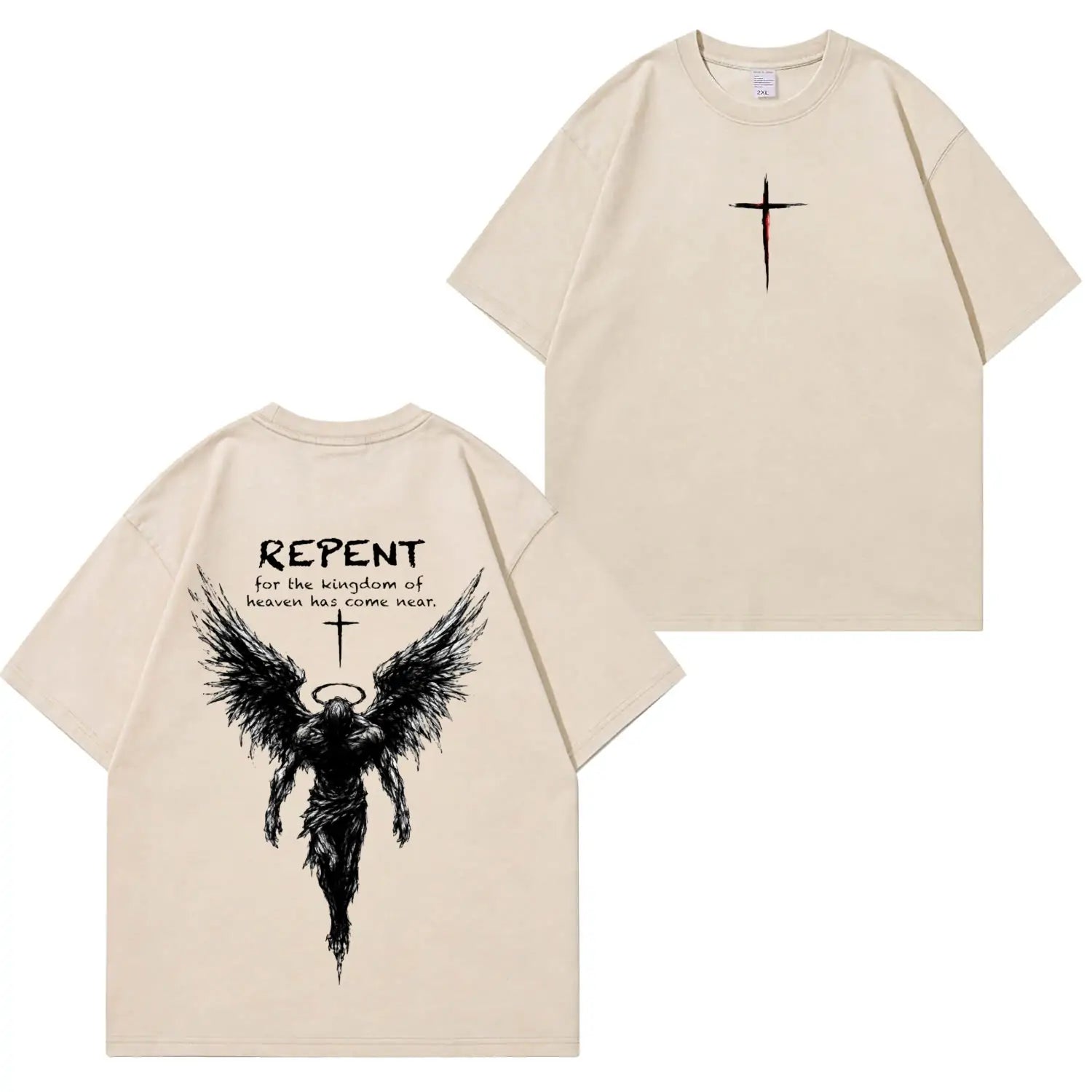 Repent Angel Wings Faith Washed“-T-Shirt PT482