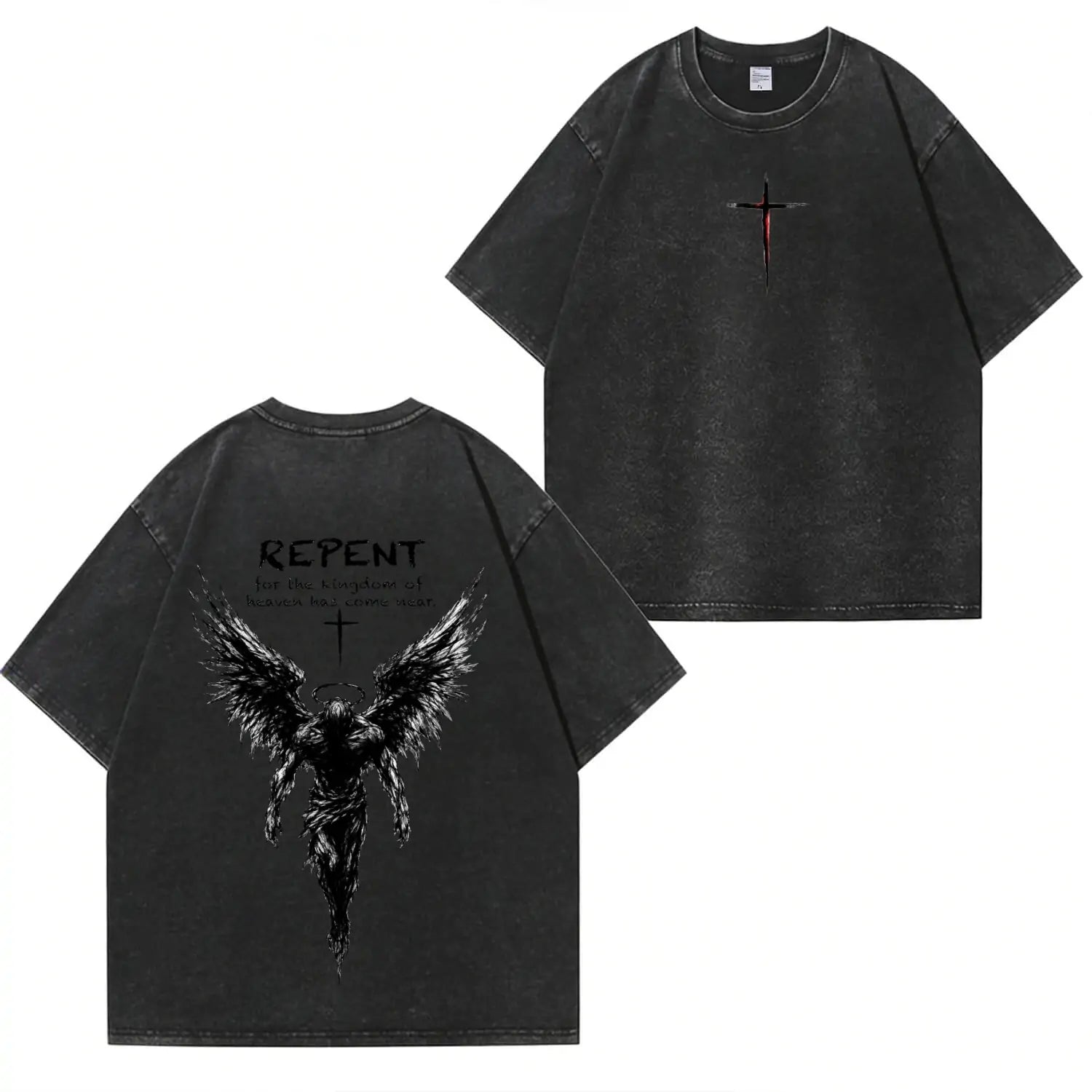 Repent Angel Wings Faith Washed“-T-Shirt PT482