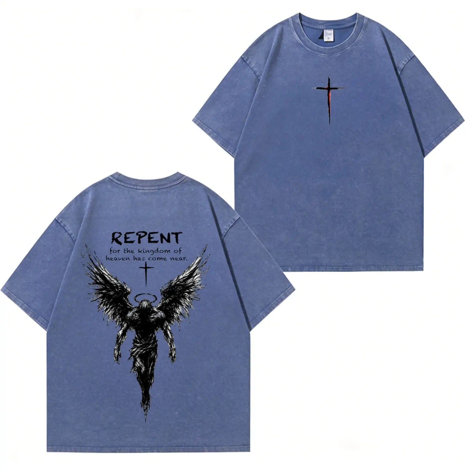 Repent Angel Wings Faith Washed“-T-Shirt PT482