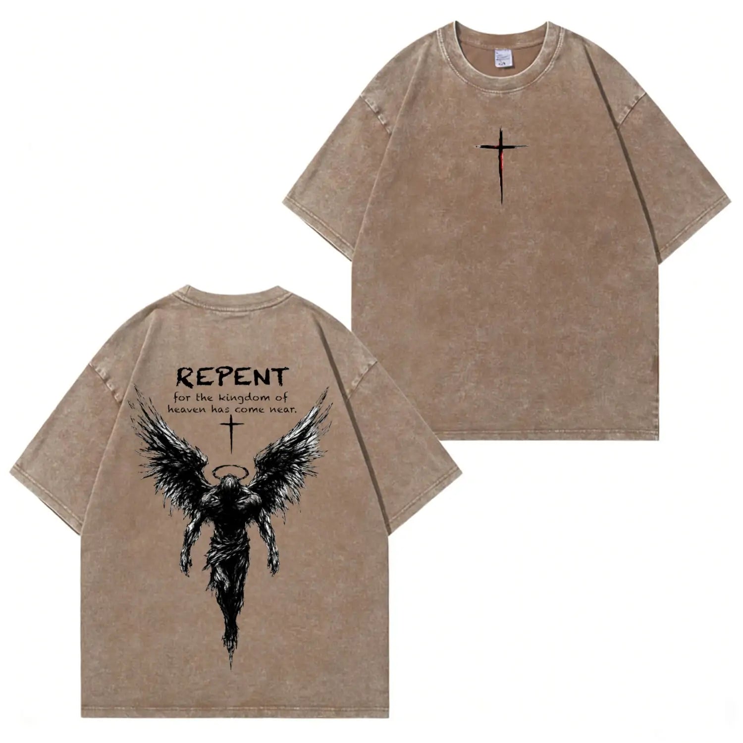 Repent Angel Wings Faith Washed“-T-Shirt PT482