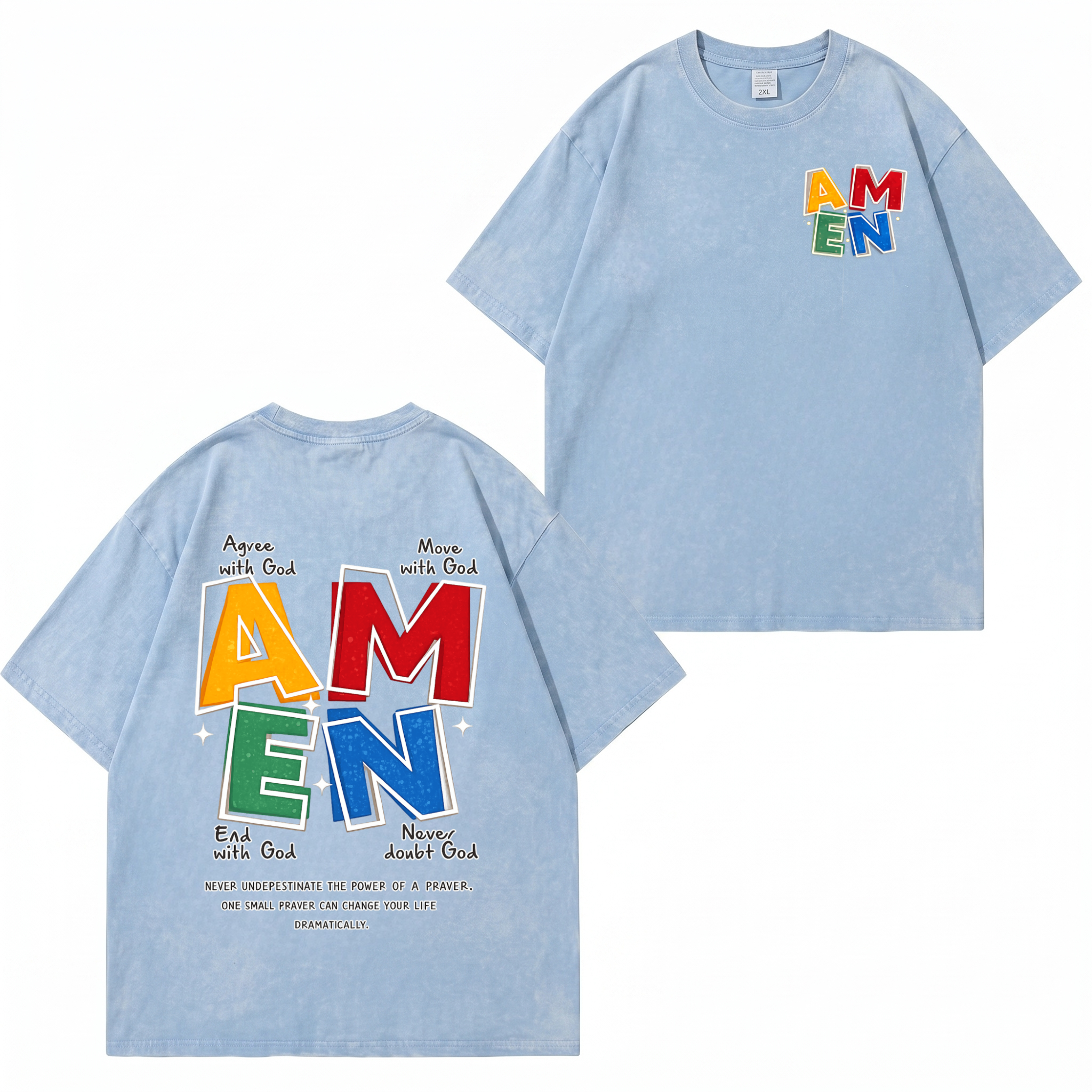 Vintage Amen Faith T-Shirt im Washed-Look PT473