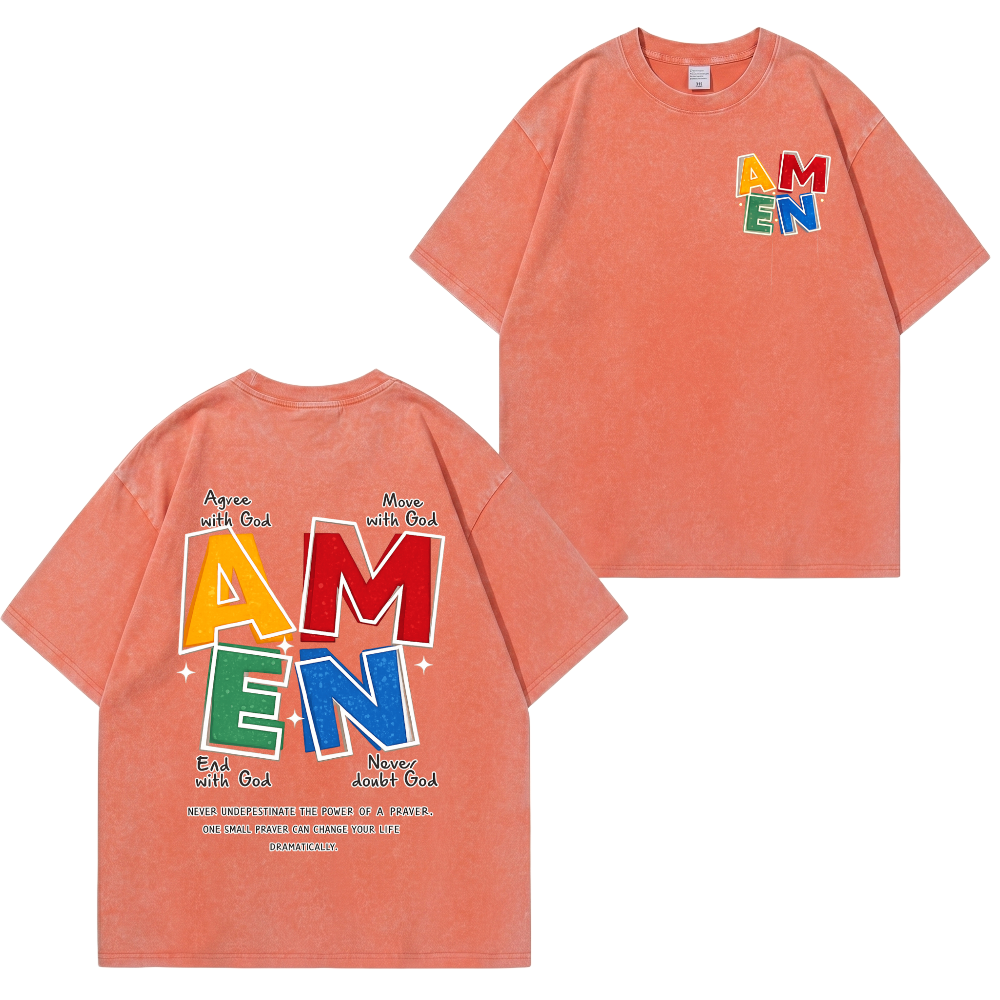 Vintage Amen Faith T-Shirt im Washed-Look PT473