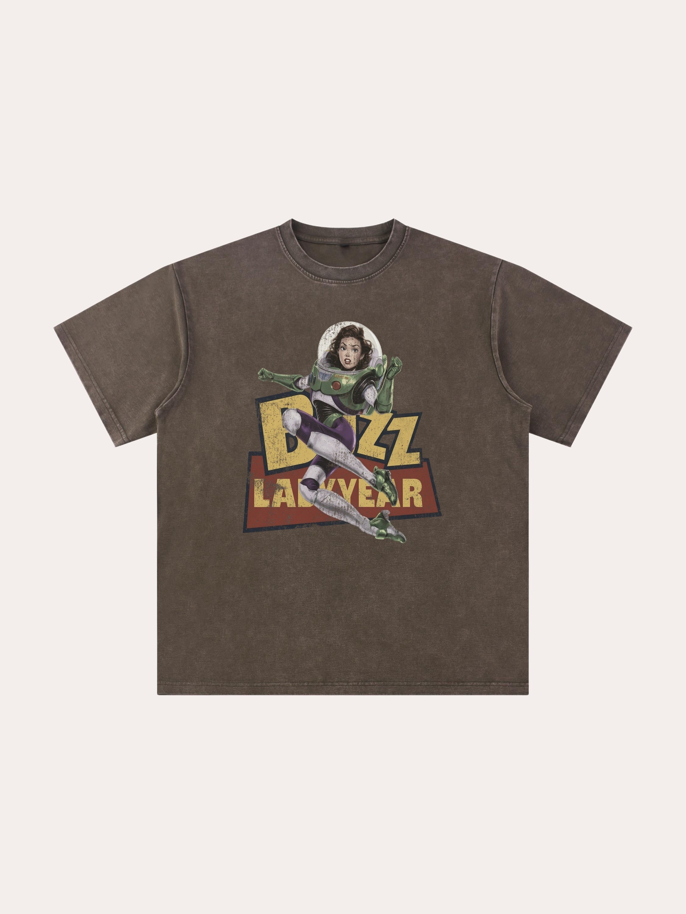 Vintage-T-Shirt im Used-Look mit „Buzz Lady“-Motiv und Waschung